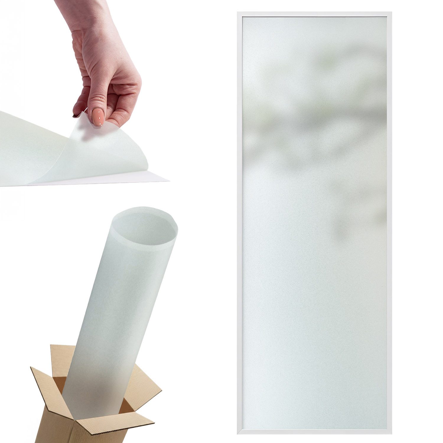 Tulup Fensterbild Sichtschutzfolie Fenster, Milchglasfolie selbstklebend, Fensterfolie, Glasdekorfolie Matt, Blickdicht Satinierte Folie, UV-Schutz