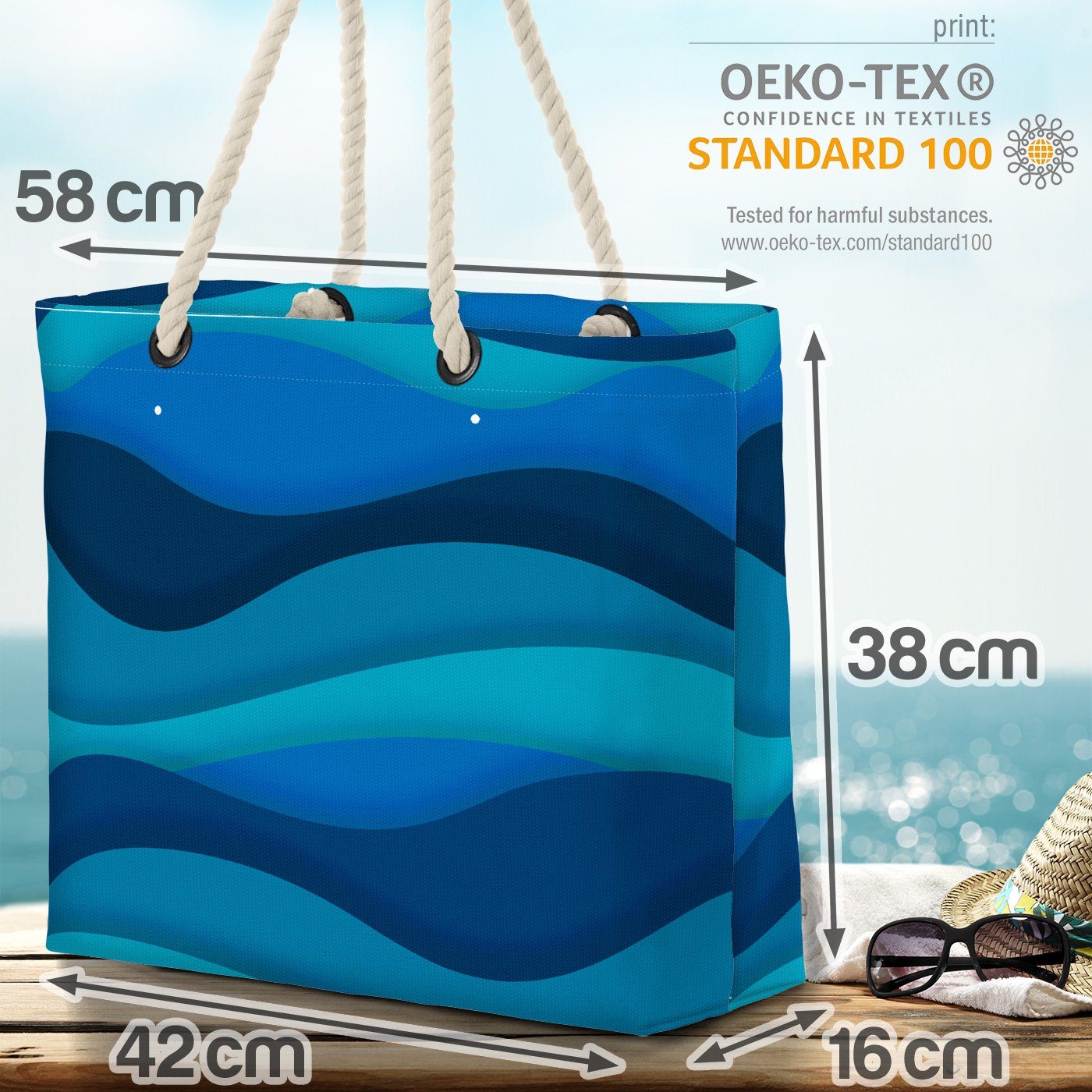 VOID Strandtasche (1-tlg), Paper art Küche waves Ozean Flüssigkeit Linie Beach Fische Elemente Papier Bag