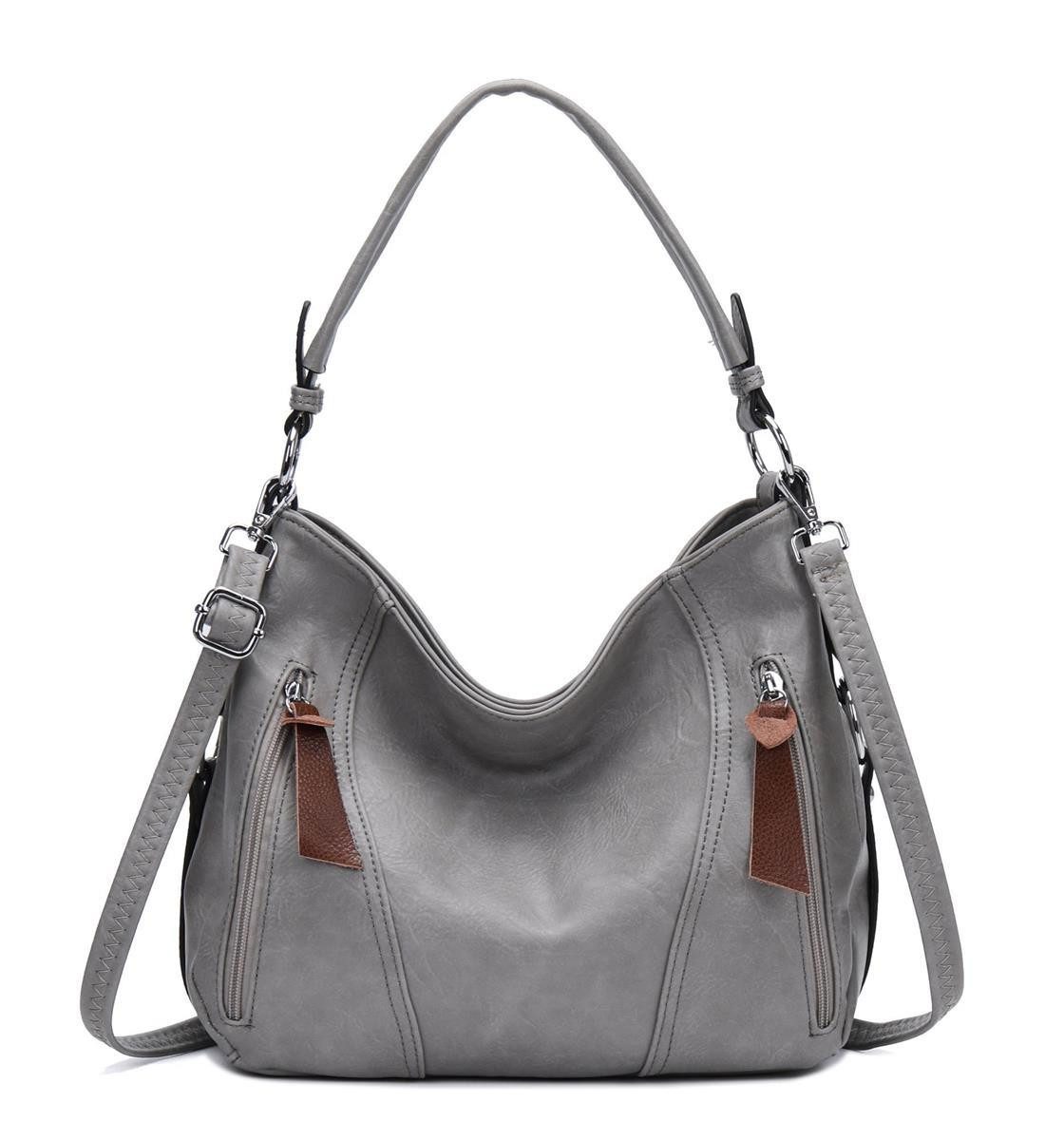 ITALYSHOP24 Schultertasche Damen Tasche Shopper Hobo-Bag Crossbody CrossOver, als Handtasche, Umhängetasche, Shopper tragbar