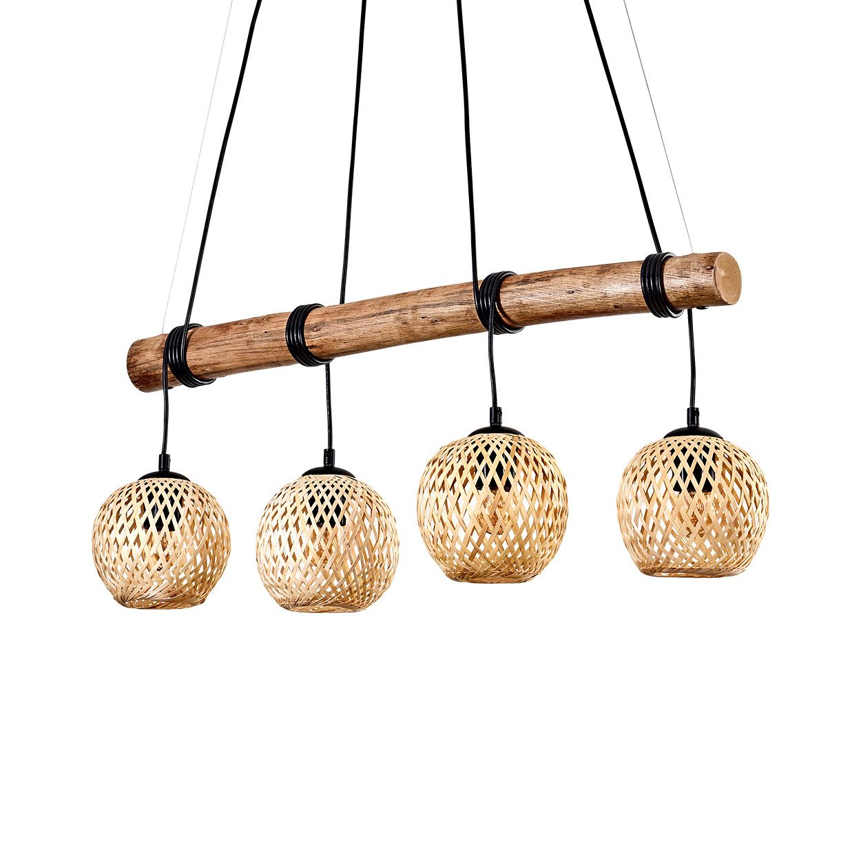 hofstein Pendelleuchte Hängelampe aus Metall/Holz/Bambus in günstig online kaufen