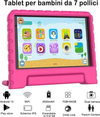 JUSYEA J8 Kinder's Tablet (7", 64 GB, Android 13 von Google, Mit süßem Design und 64 GB ROM (erweiterbar auf bis zu 512 GB)