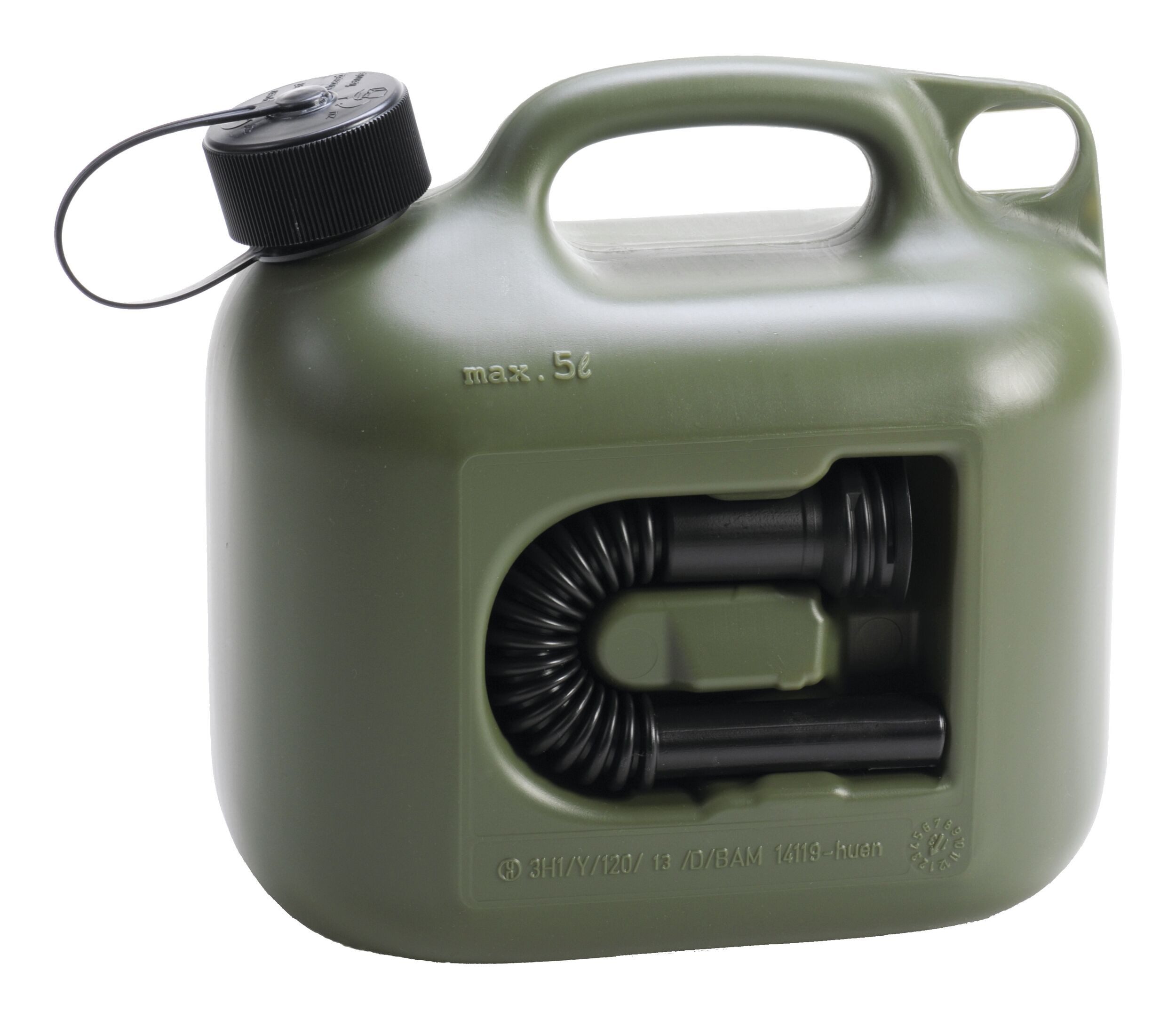 hünersdorff Kanister, Kraftstoff PROFI (UN) 5l, oliv, UN-Zulassung, HDPE, schwarzes Zubehör