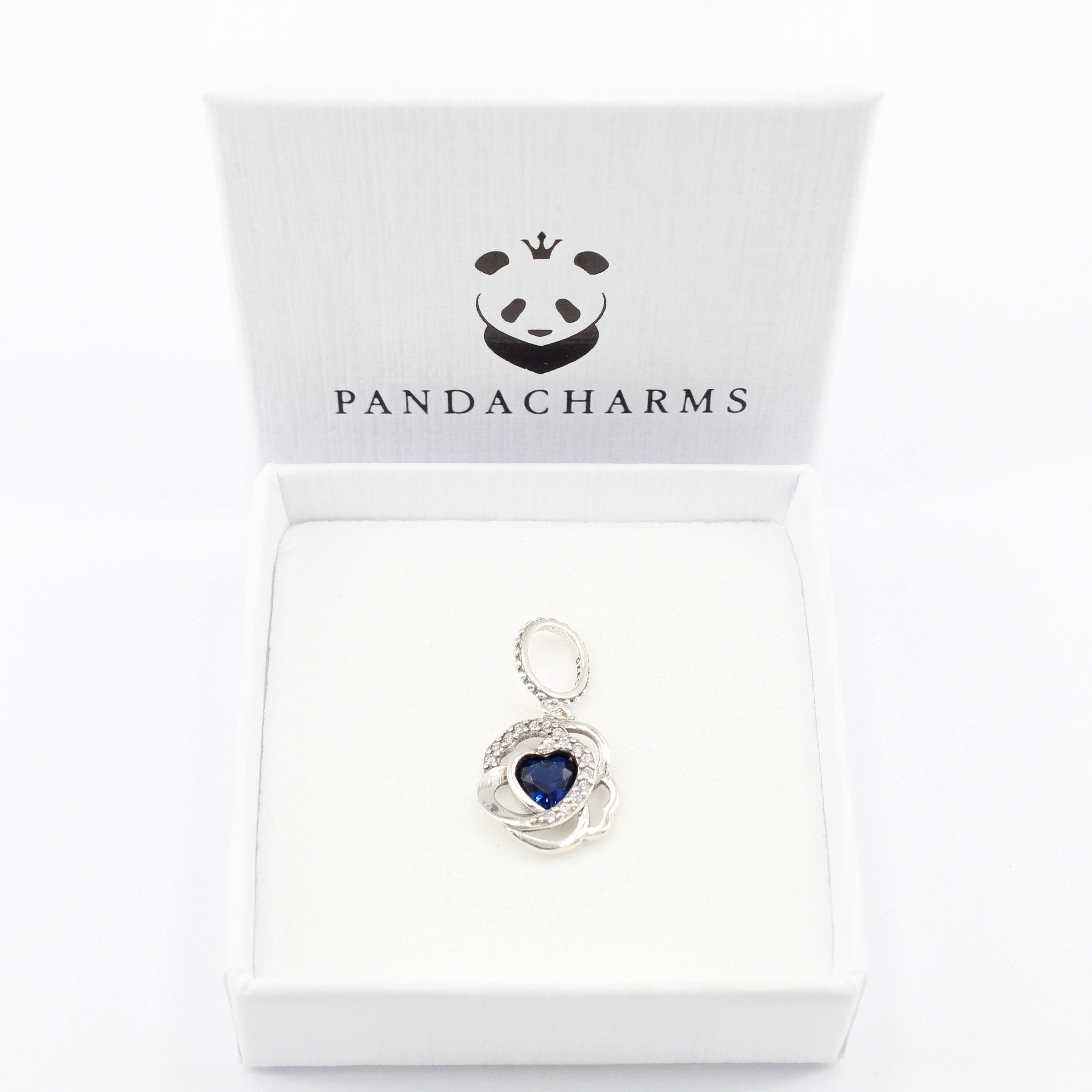PANDACHARMS Bead Glitzernde Blaue Herzblume Charm Anhänger, 925er Silber – Bild 2 von 3