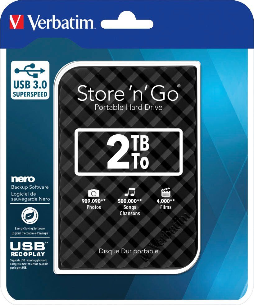 Verbatim Store 'n' Go USB 3.0 externe HDD-Festplatte (2 TB) 2,5"