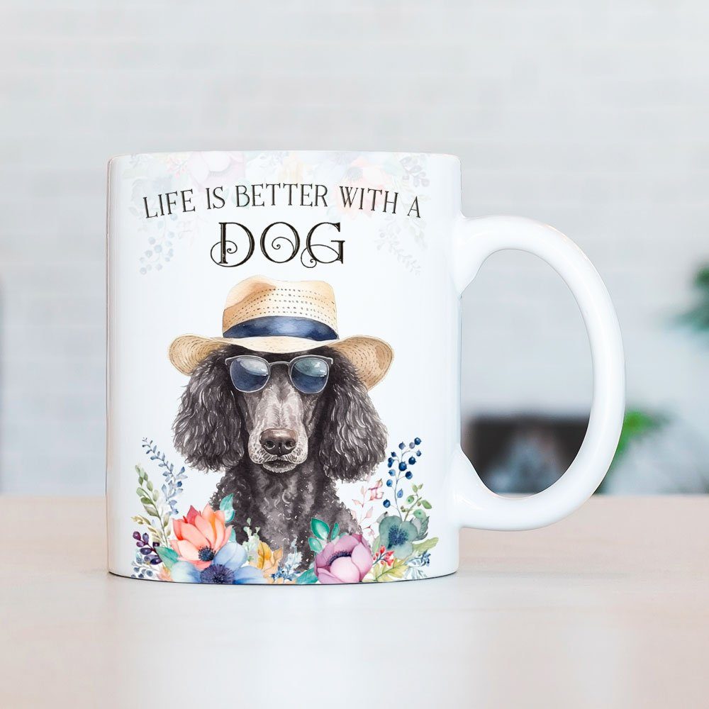 Cadouri Tasse GROSSPUDEL Kaffeetasse Hundefreunde, handgefertigt, mit Geschenk, beidseitig 330 für ml - Keramik, bedruckt, Hunderasse