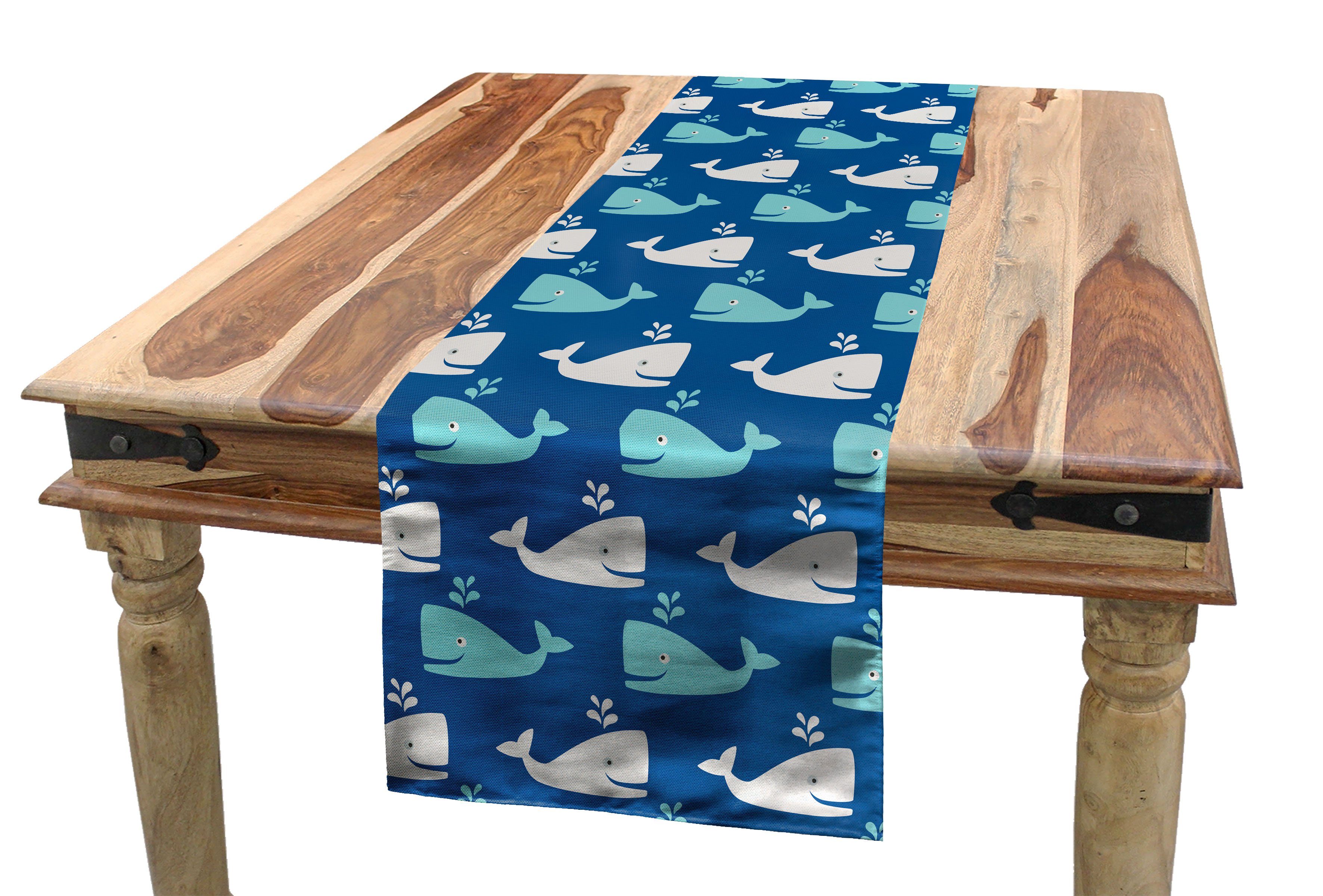 Abakuhaus Tischläufer Esszimmer Küche Rechteckiger Dekorativer Tischläufer, Wal Bicolor Ozean Tiere