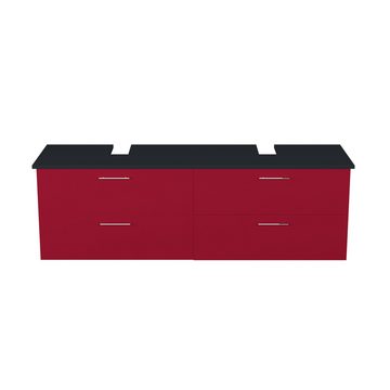 GARLIVO Waschbeckenunterschrank GLA-160 mit Schubladen, Badezimmer Waschtischunterschrank, Rot Breite 160 cm, Soft-Close, Push-to-Open/ Tip-On, Hängend