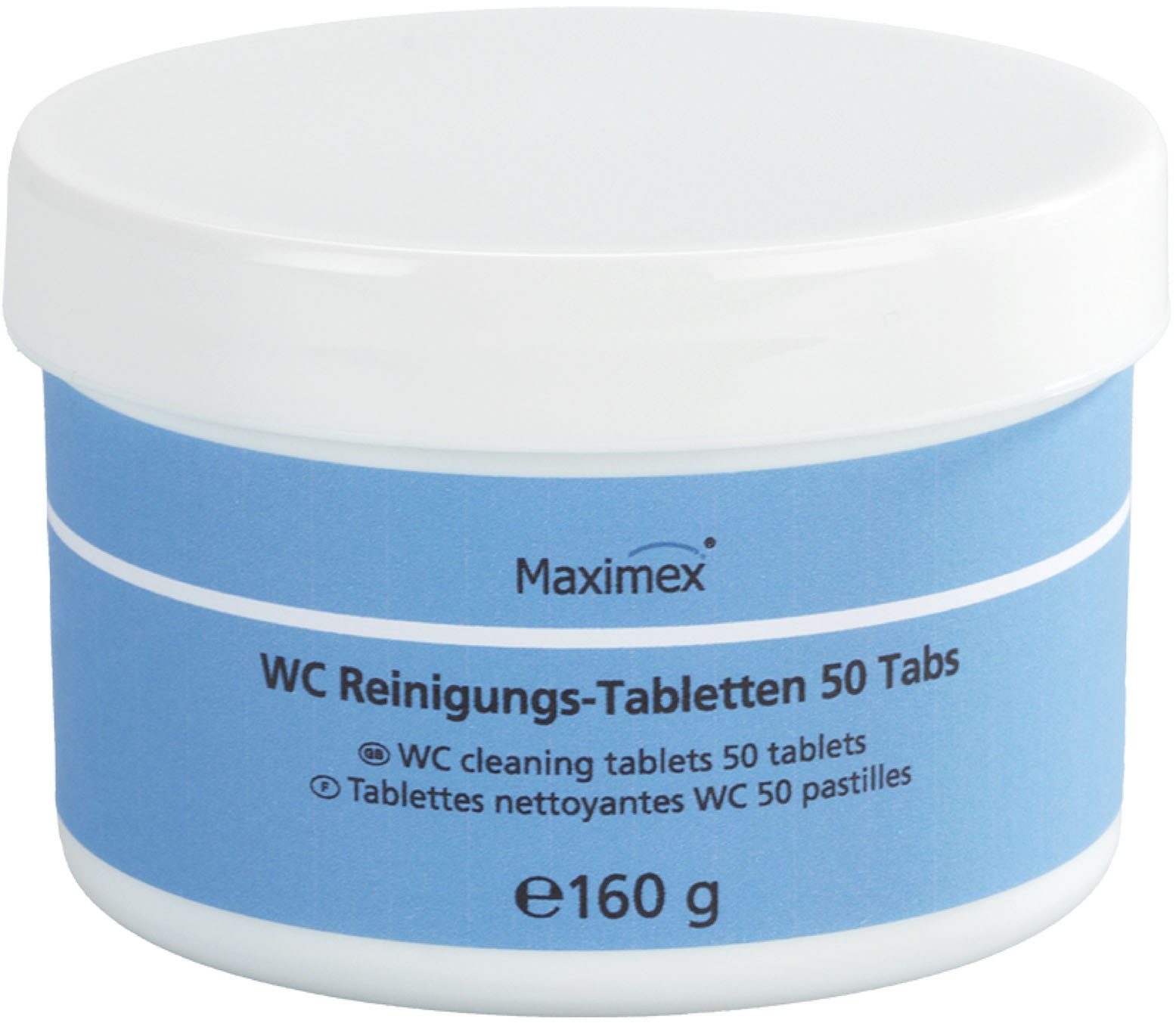 Maximex WC-Reinigungstabletten WC-Reiniger (Packung, [50-St. hochaktiv, stark gegen Urin, Kalk, Rost und Verfärbungen)
