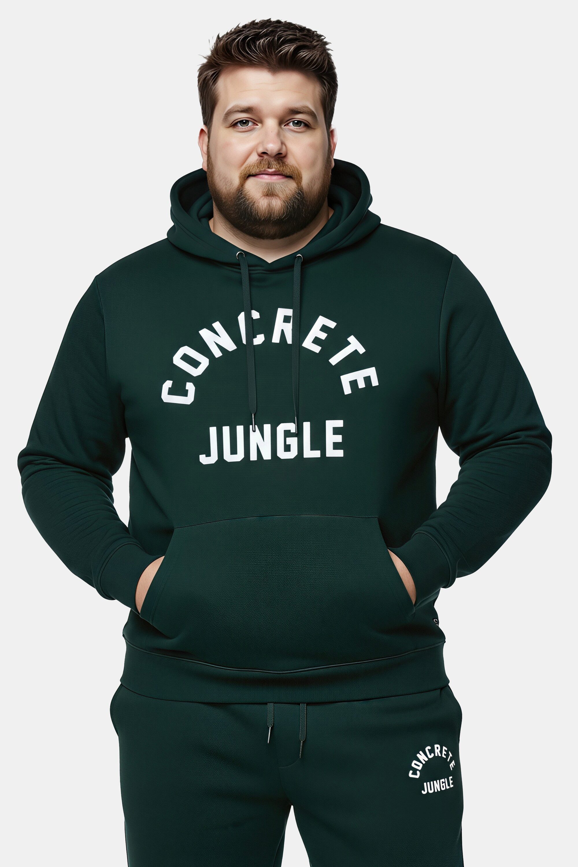 Men Plus Sweatshirt Hoodie Brustprint Kängurutaschen