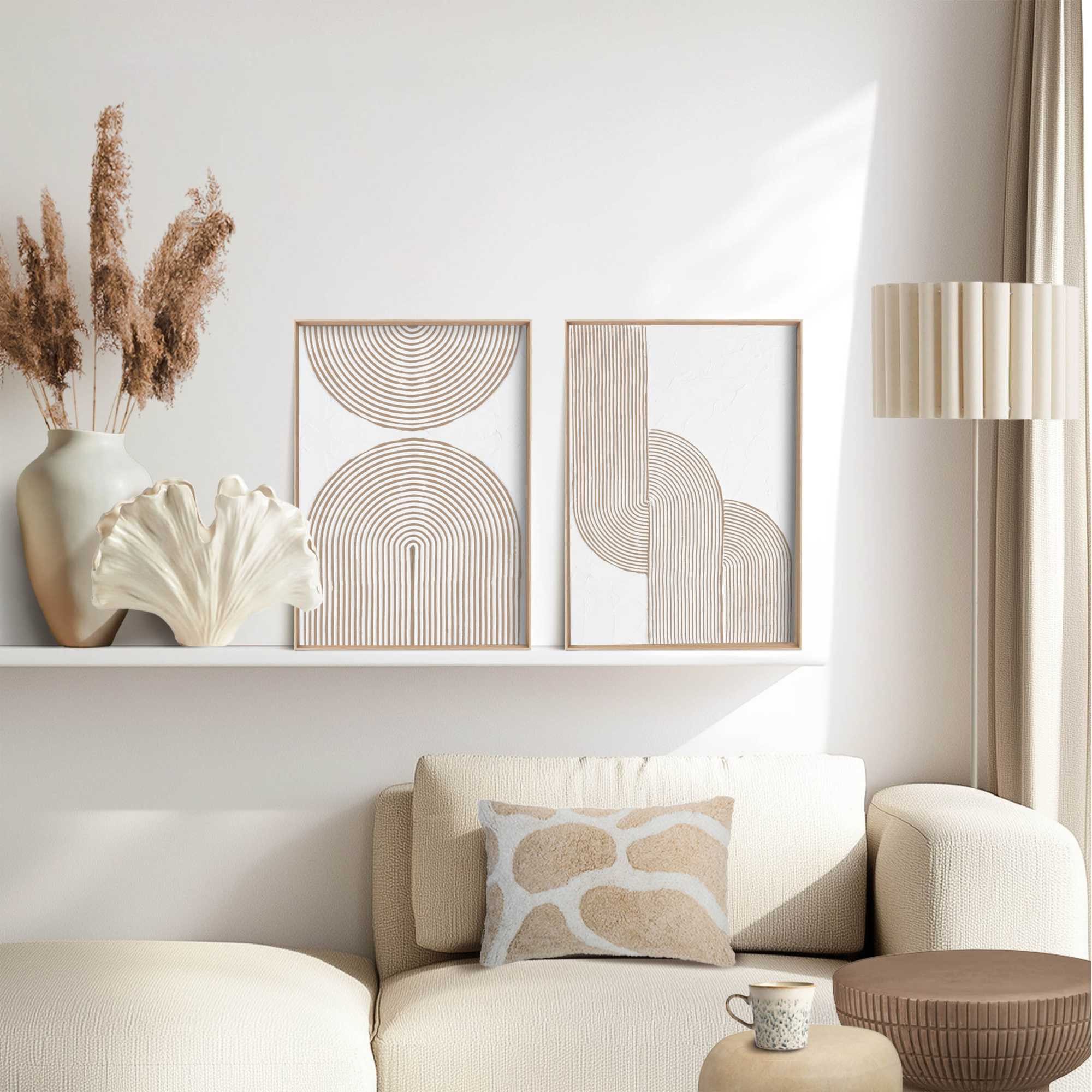 Reinders! Wandbild Taupefarbene Bögen, (2 St), Wohnzimmer - Beige - MDF - Abstrakt - 30x40 cm