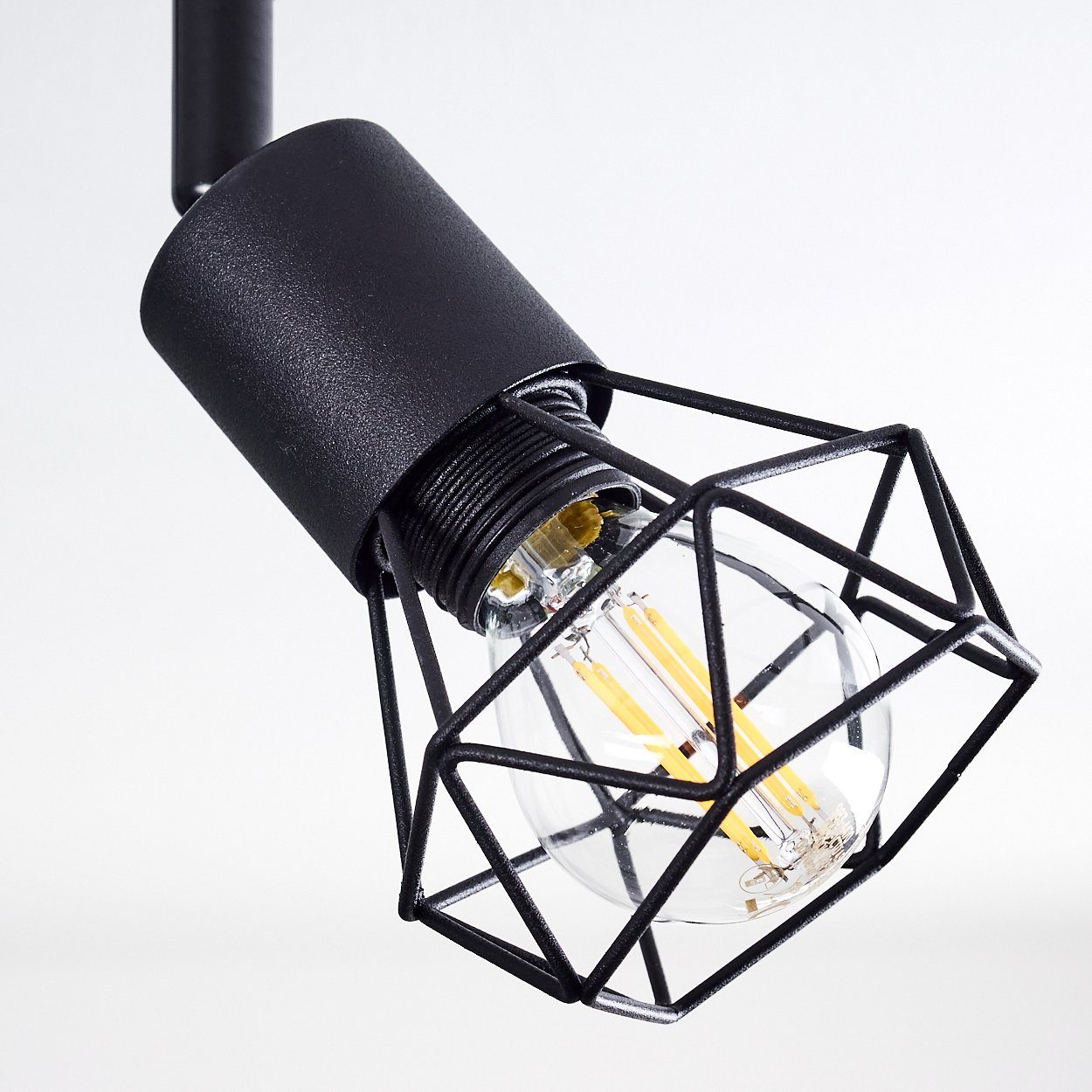 hofstein Deckenleuchte »Borio« 6-flammige Retro Deckenlampe aus Metall schwarz, ohne Leuchtmittel, 6xE14, die Leuchtenköpfe sind dreh-/schwenkbar – Bild 3 von 5