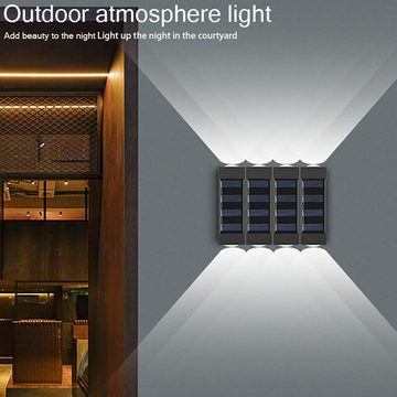 BlingBin LED Solarleuchte Solarleuchte LED Wandleuchte Zaunleuchte Garten Wandlampen, Außenlampe, LED fest integriert, warmes Licht, 4pcs, Gartenleuchte Außen Treppen Lampe