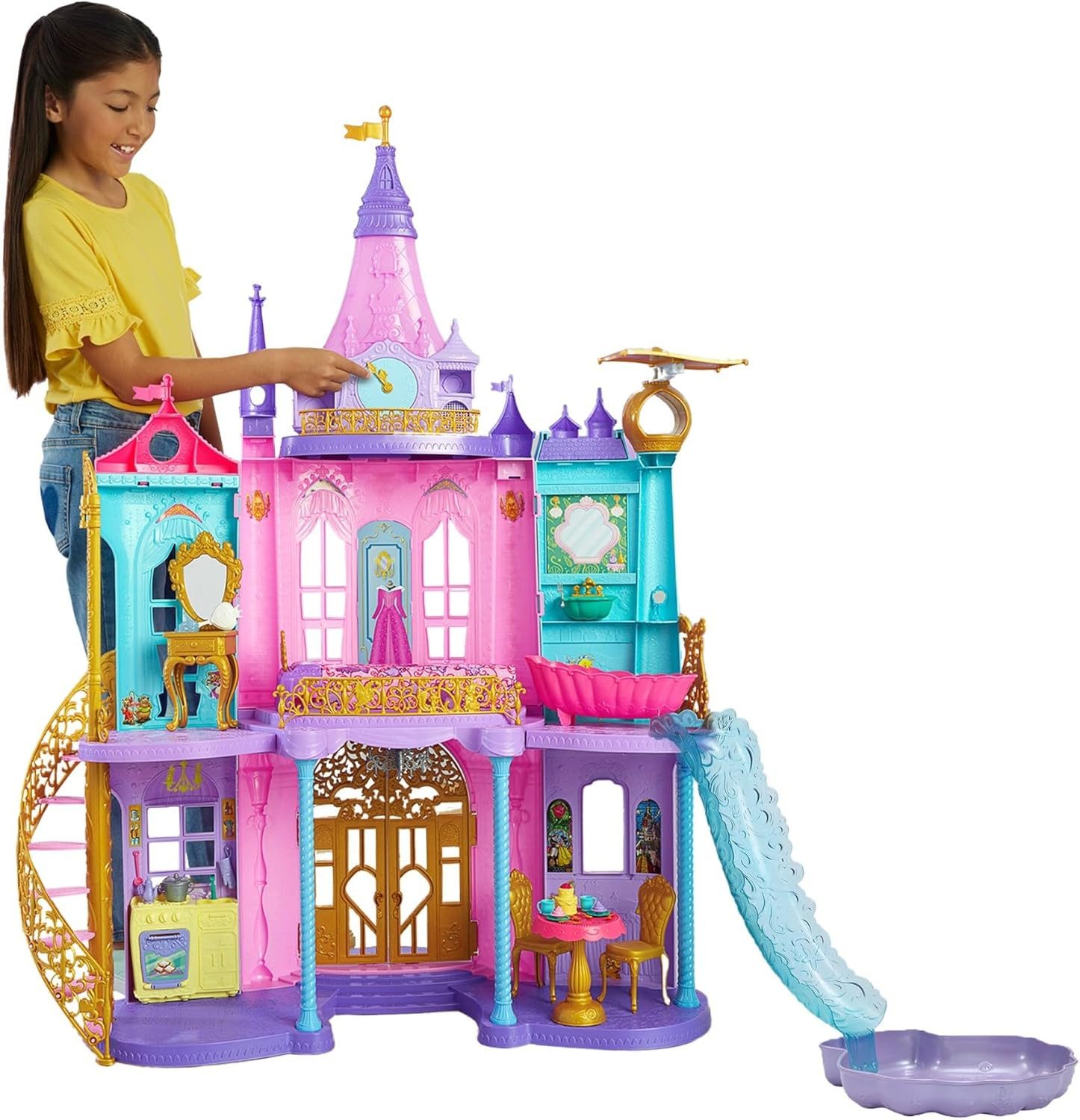 Barbie Puppenhaus Mattel Disney Prinzessin Puppenhaus Schloss 3 Etagen Lich günstig online kaufen