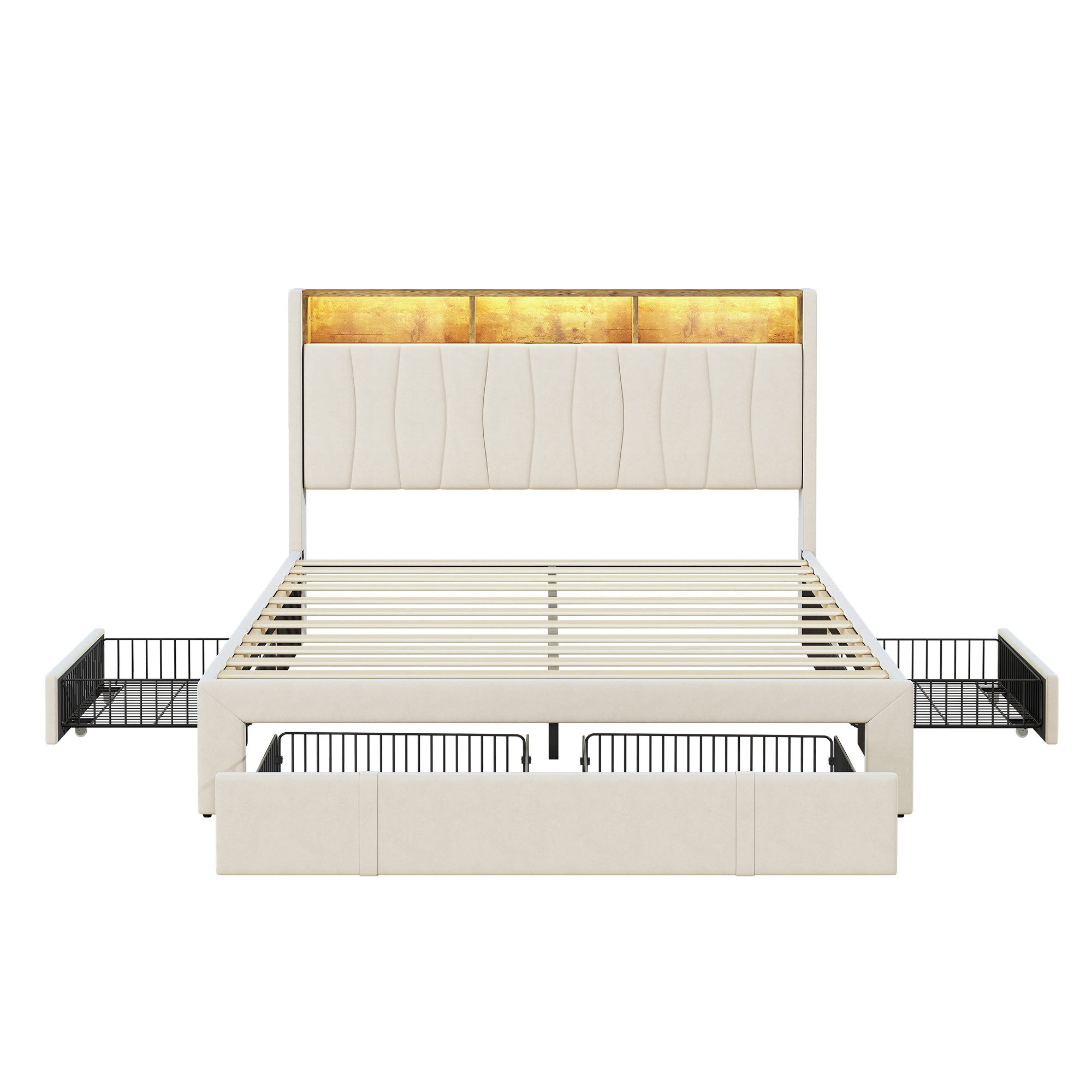 Furnishings Home Polsterbett Stauraumbett Doppelbett LED (USB + TYPE-C), Mi günstig online kaufen