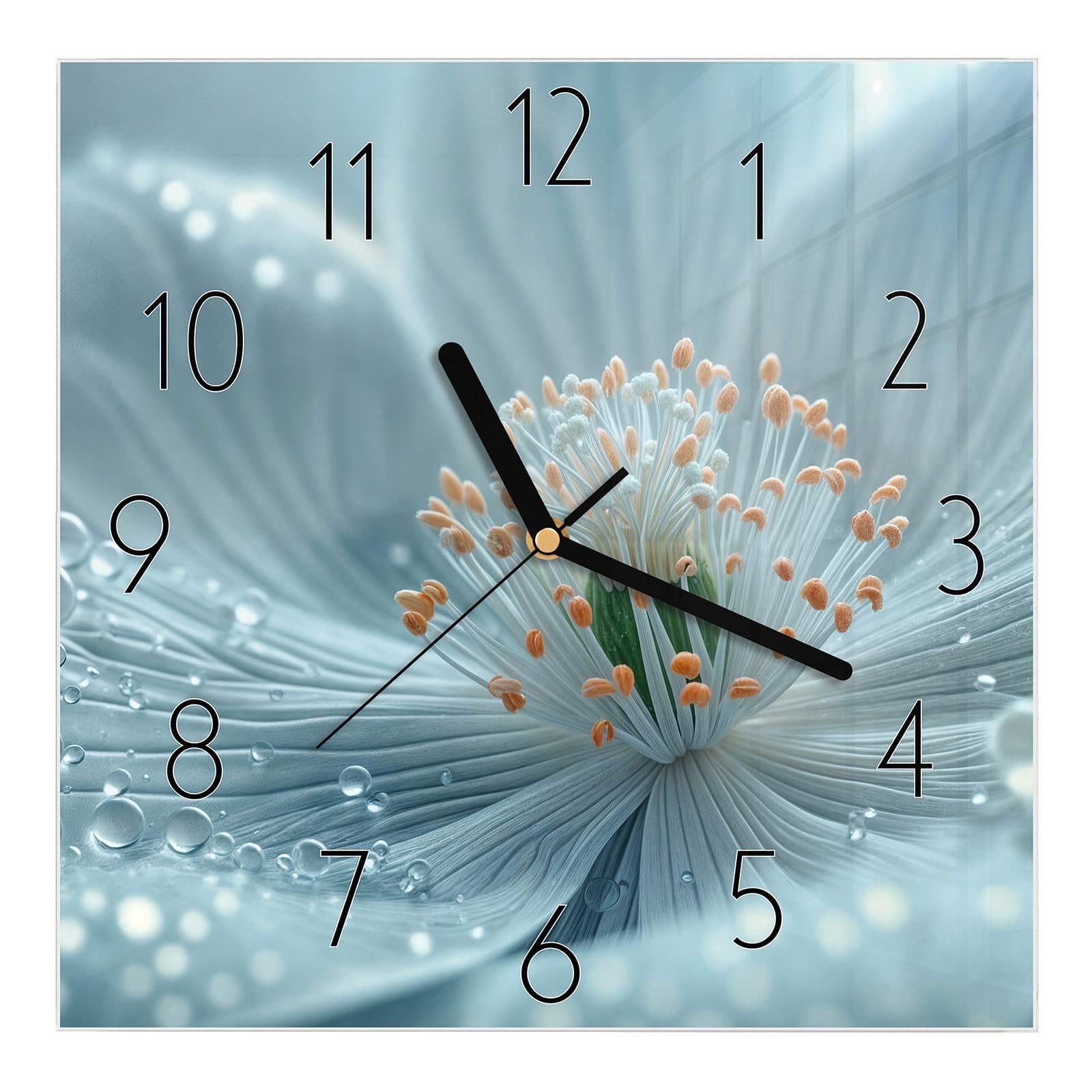Wanduhr Glasuhr Wanduhr Wandkunst Größe 30 x 30 cm mit Motiv Blumenpracht