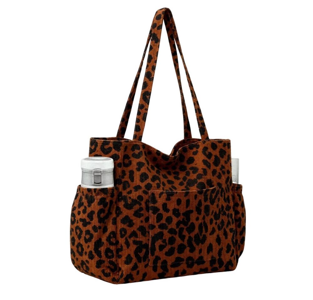nsihing Umhängetasche Cord Tasche Damen, Groß Tote Bag Strandtasche mit Reißverschluss, Shopper Tasche, Elegant Handtasche für Arbeit Schule Gym