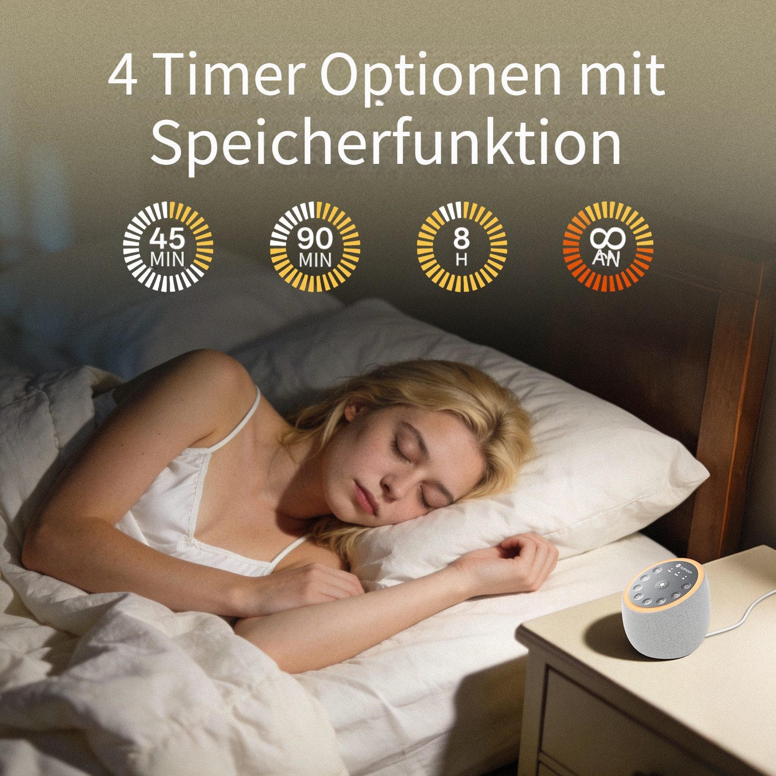 Novostella White Noise Machine 40 Klänge Weißes Rauschgerät für Baby & Erwachsene Lautsprecher 1 (Keine Netzwerkfunktionalität, 5 W, 40 nicht-loopende Klänge, 8 Modi Nachtlichtfarben,45min - 8h Timer)