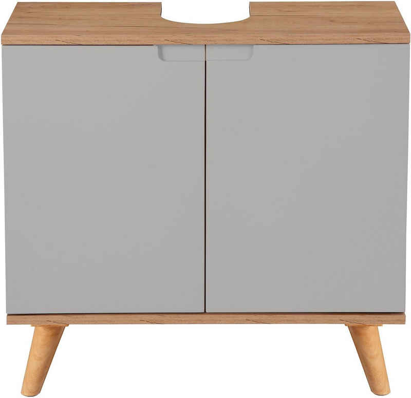 andas Waschbeckenunterschrank Lund Badunterschrank für wandhängende Waschbecken WC Unterschrank Badezimmerschrank WBU Breite 65cm mit Siphonausschnitt Badschrank