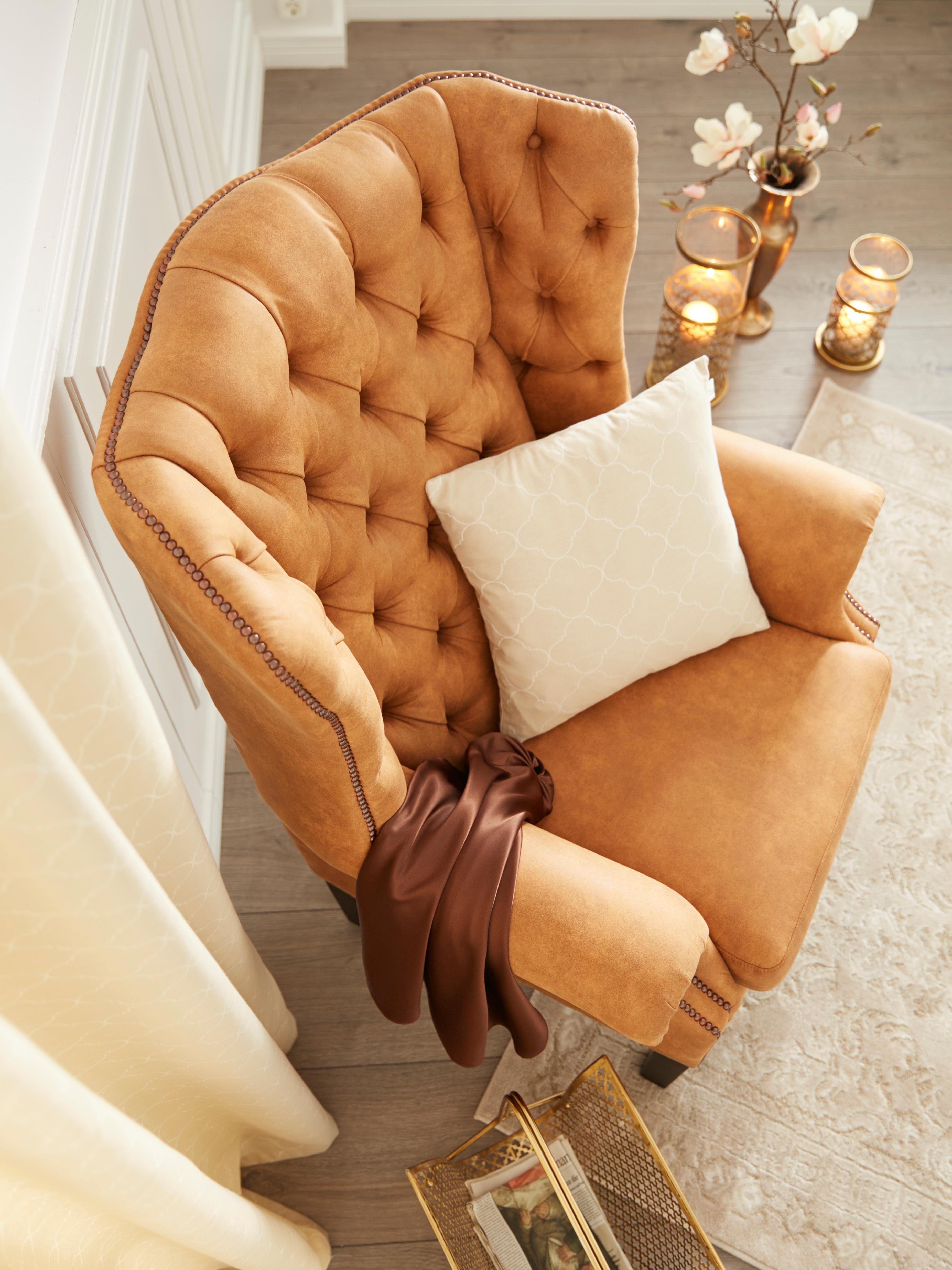 Home affaire Sessel Bedford Ohrensessel Chesterfield, mit aufwendiger Knopfheftung und geschwungenen Armlehnen