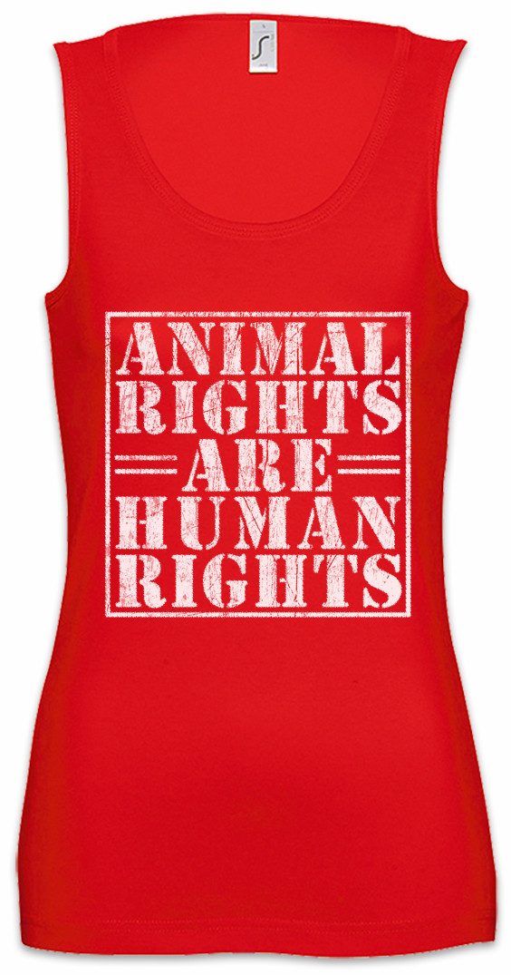Urban Backwoods Tanktop Animal Rights Are Human Rights Ärmelloses Damen T-Shirt Vegan Vegetarier Veganer Carnist Carnism