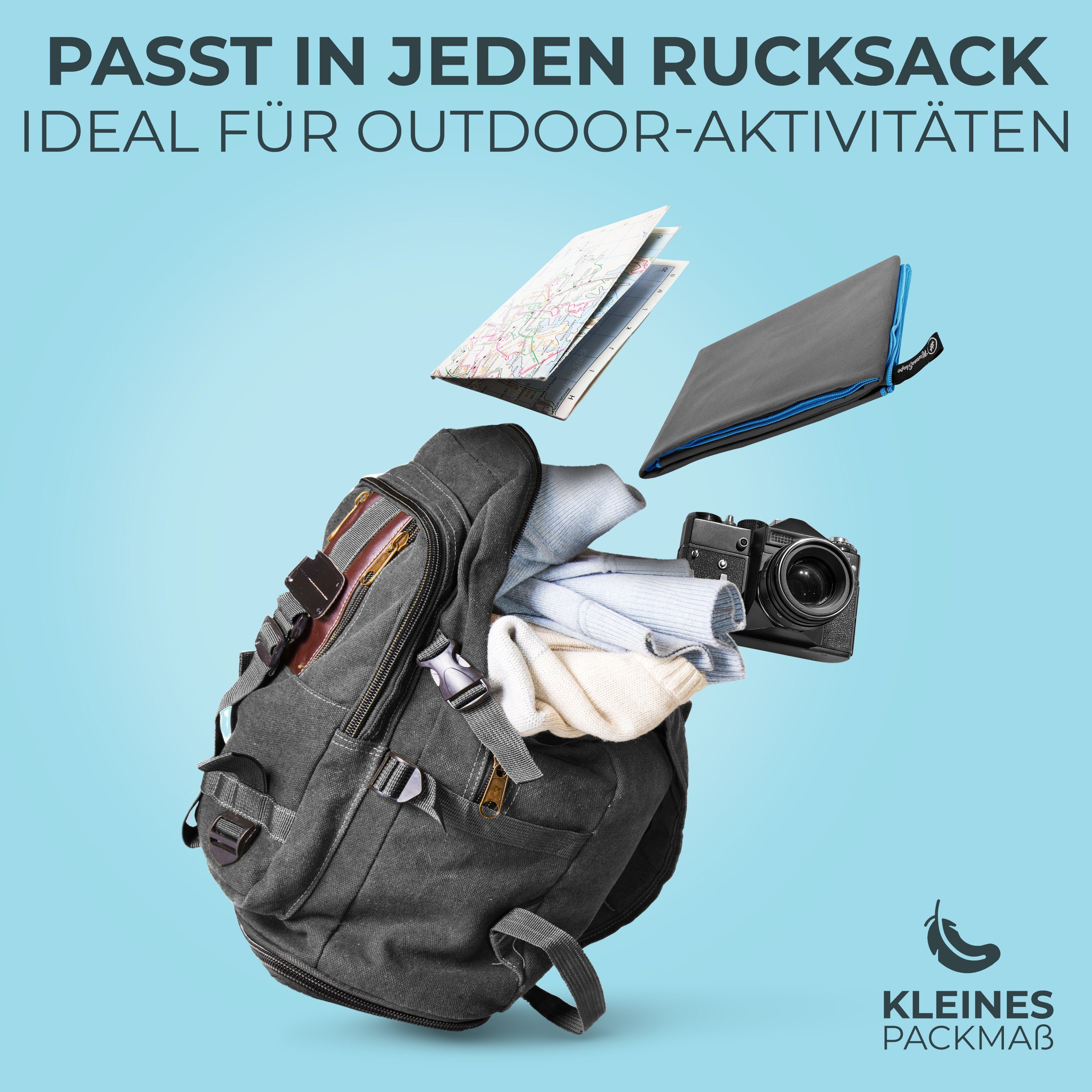 NirvanaShape Reisehandtuch Mikrofaser Handtücher Set, Badehandtuch, Reisehandtuch, Strandtuch, Ecktasche mit Reißverschluss, saugfähig, leicht, schnelltrocknend