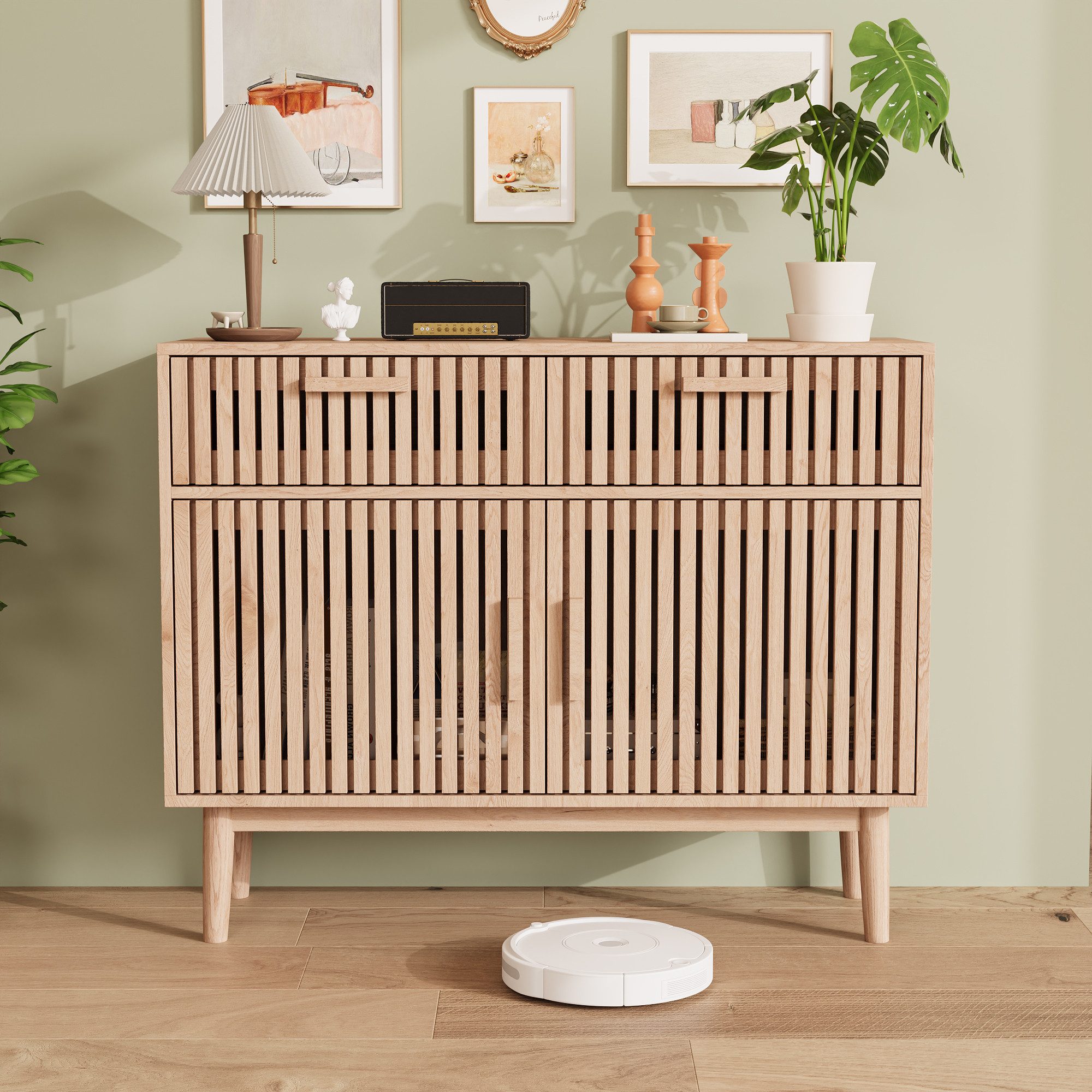 Sideboard Highboard, Küchenschrank, Kommode mit 2 Türen & 2 Schubkästen