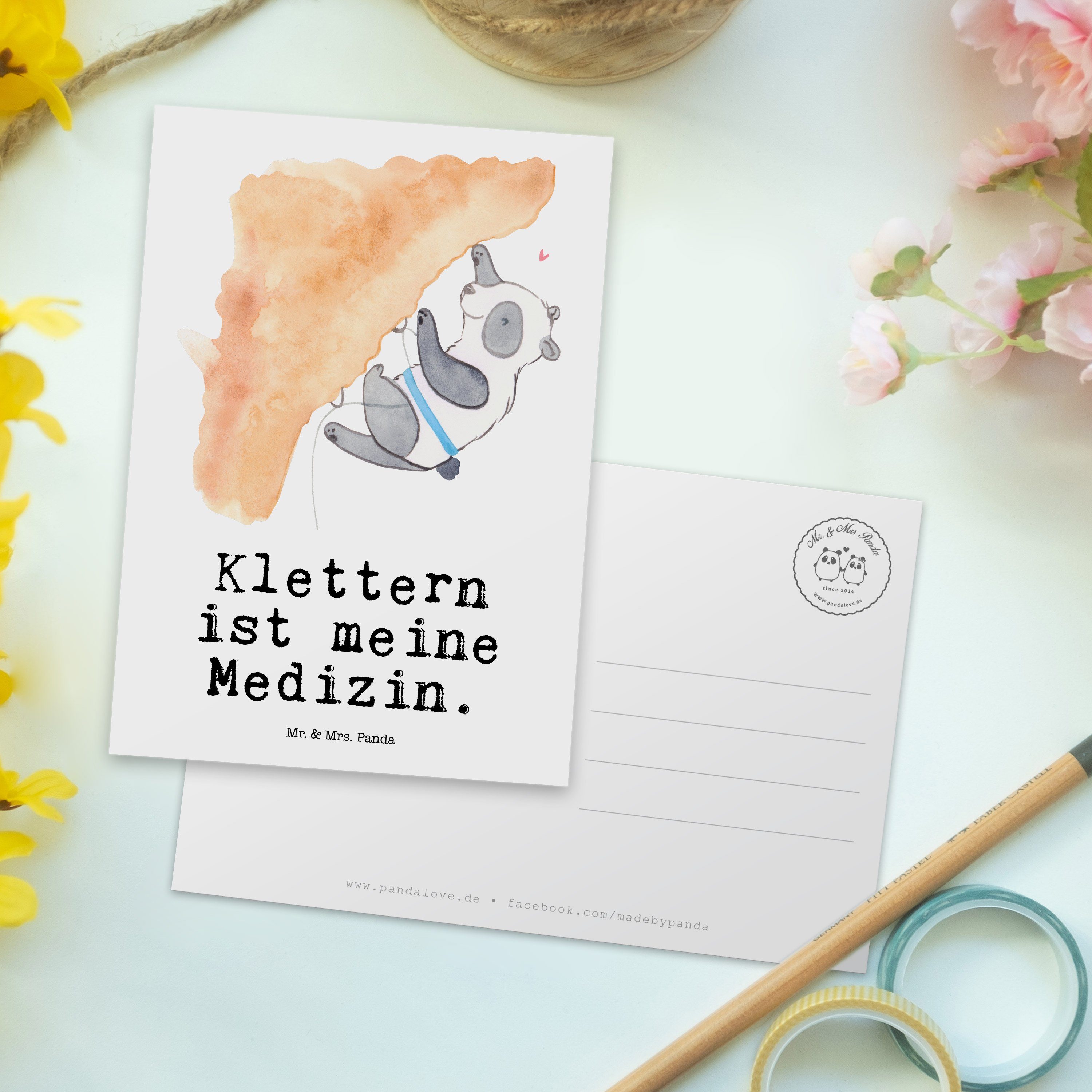 - Klettern Geschenk, Geschenkkarte, Panda & Panda Weiß Postkarte Dankeskarte Mr. - Medizin Mrs.