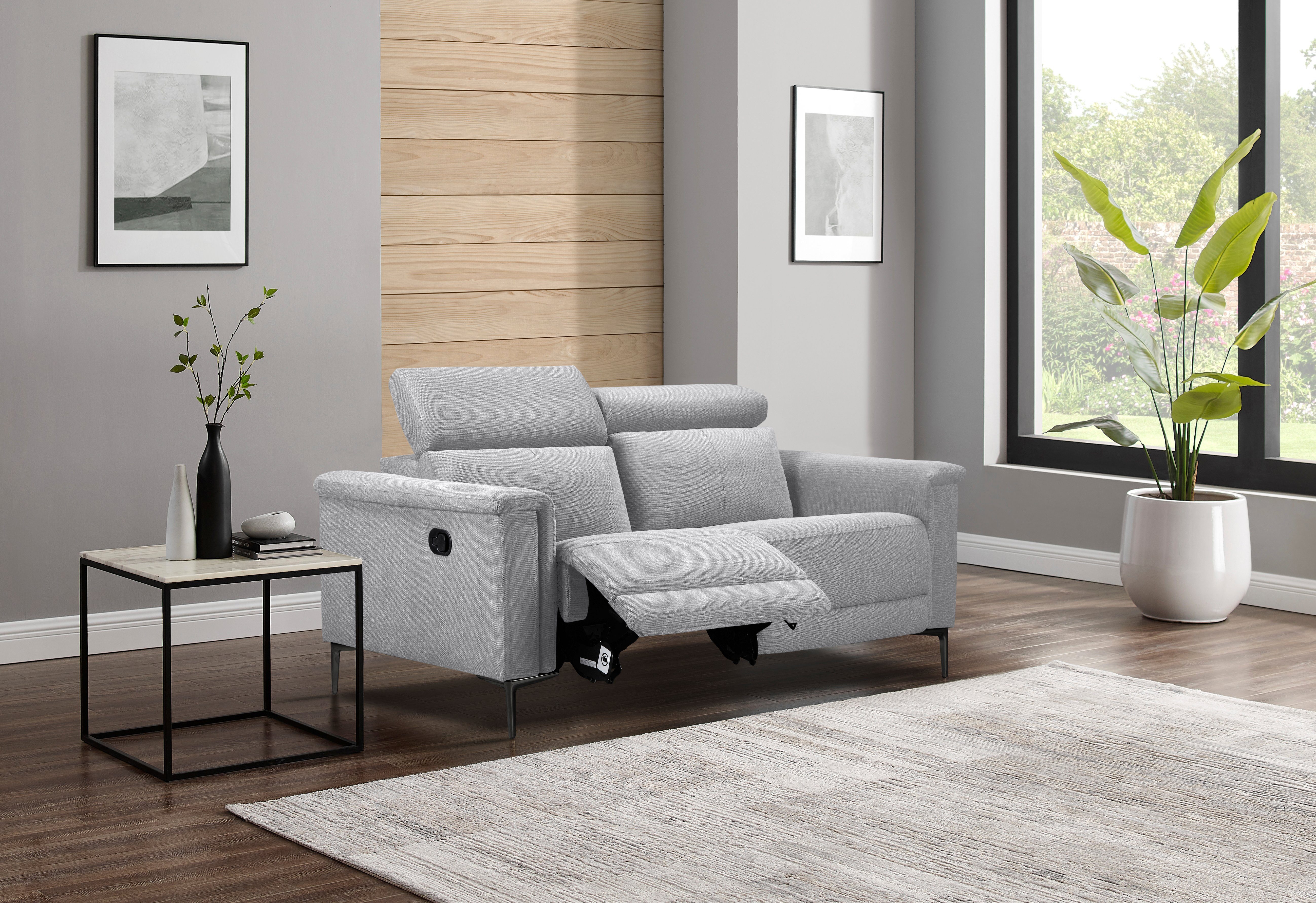 OTTO home 2-Sitzer LUND,Struktur-Bezug, 160 cm, mit Relaxfunktion und Kopfteilverstellung, manuell od. elektrisch (m.USB-A), Federkern und Kopfteilverstellung