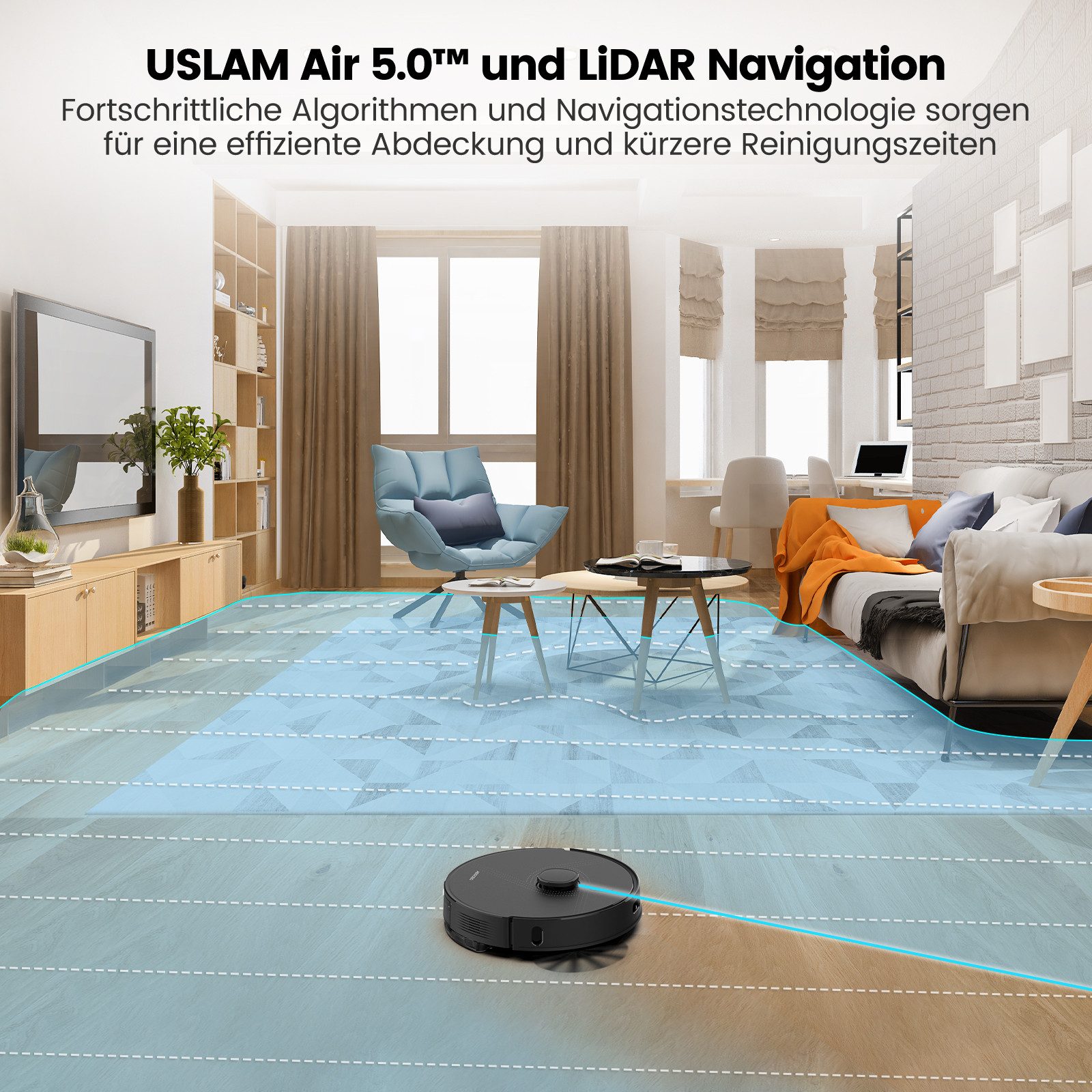 AIRROBO Nass-Trocken-Saugroboter L40+ Roboterstaubsauger mit Wischfunktion und Absaugstation, 50 W, 5500 Pa Saugkraft, 75 Tage freihändige Reinigung, USLAM LiDAR-Navigation, 3-in-1 Saugen & Wischen, 180 Min. Laufzeit