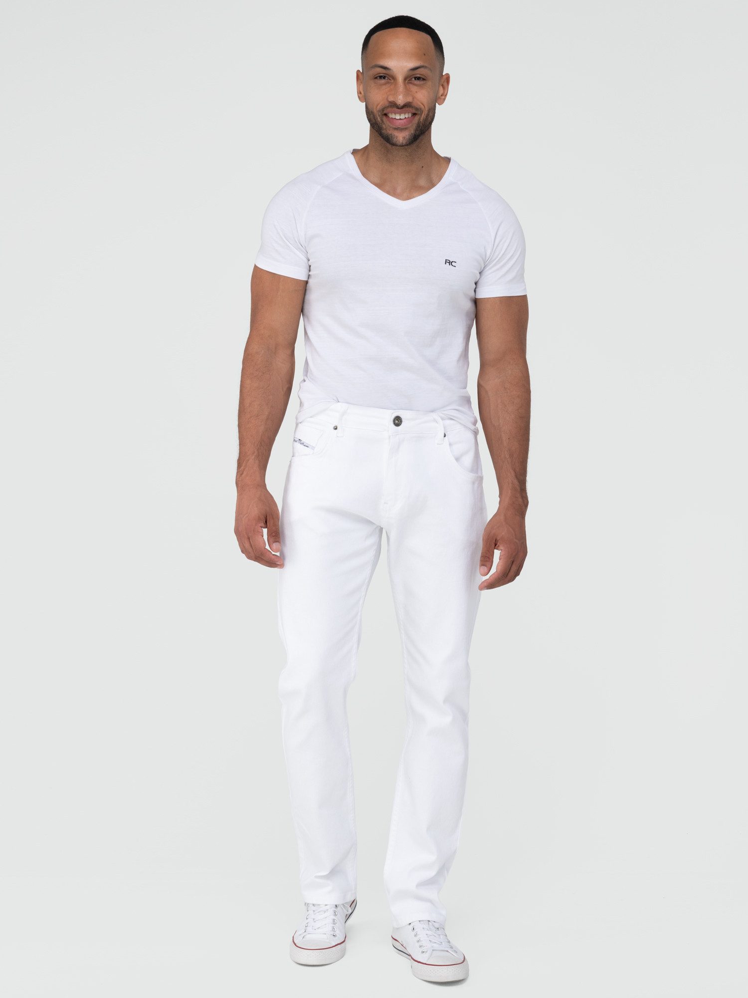 Rock Creek Straight-Jeans Rock Creek Herren Jeans RC-2442 Regular Fit Weiß Stretch 5-Pocket-Style – Bild 4 von 5