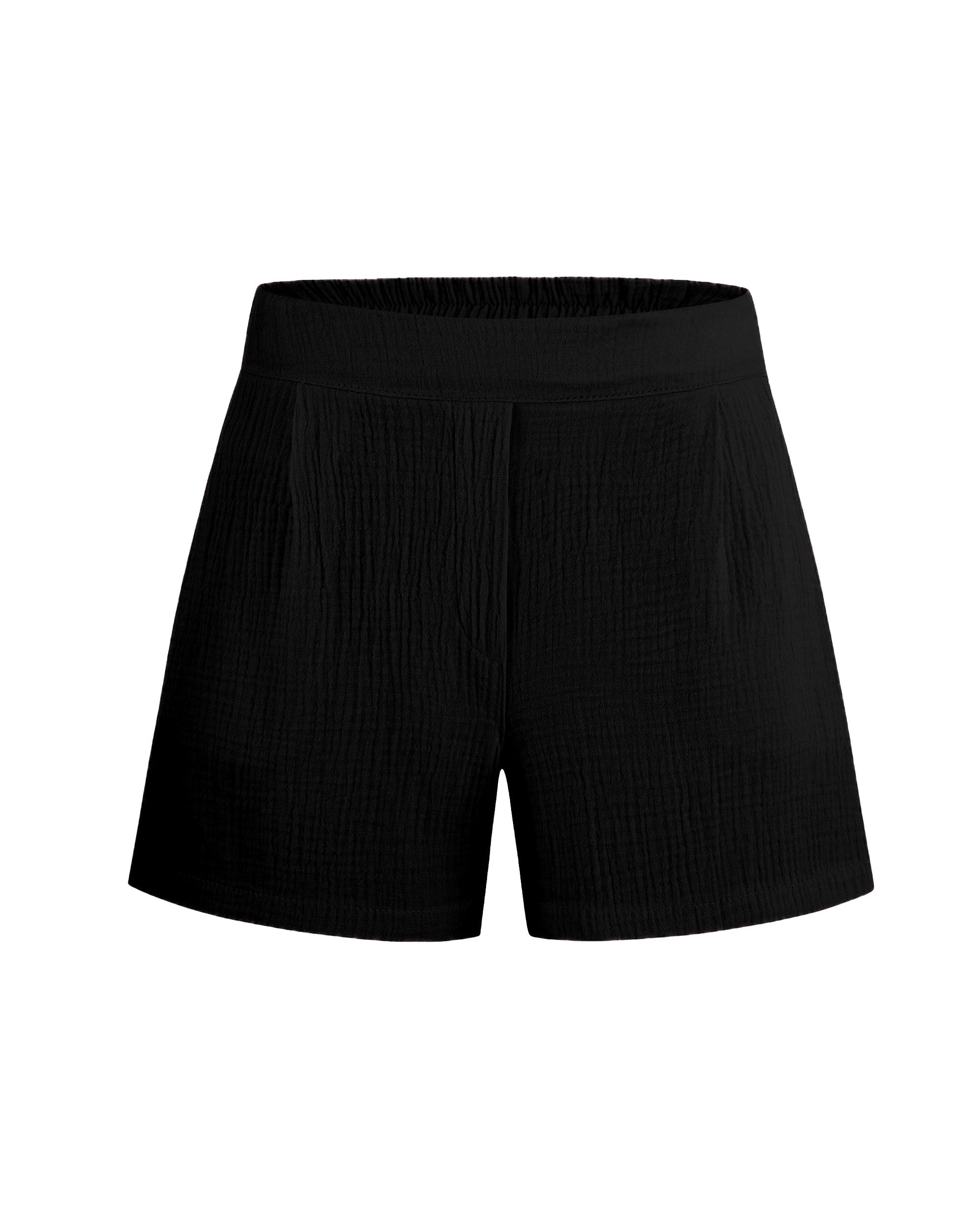 SASSYCLASSY Shorts Musselin Sommershorts miot breitem Bund Baumwoll Shorts günstig online kaufen