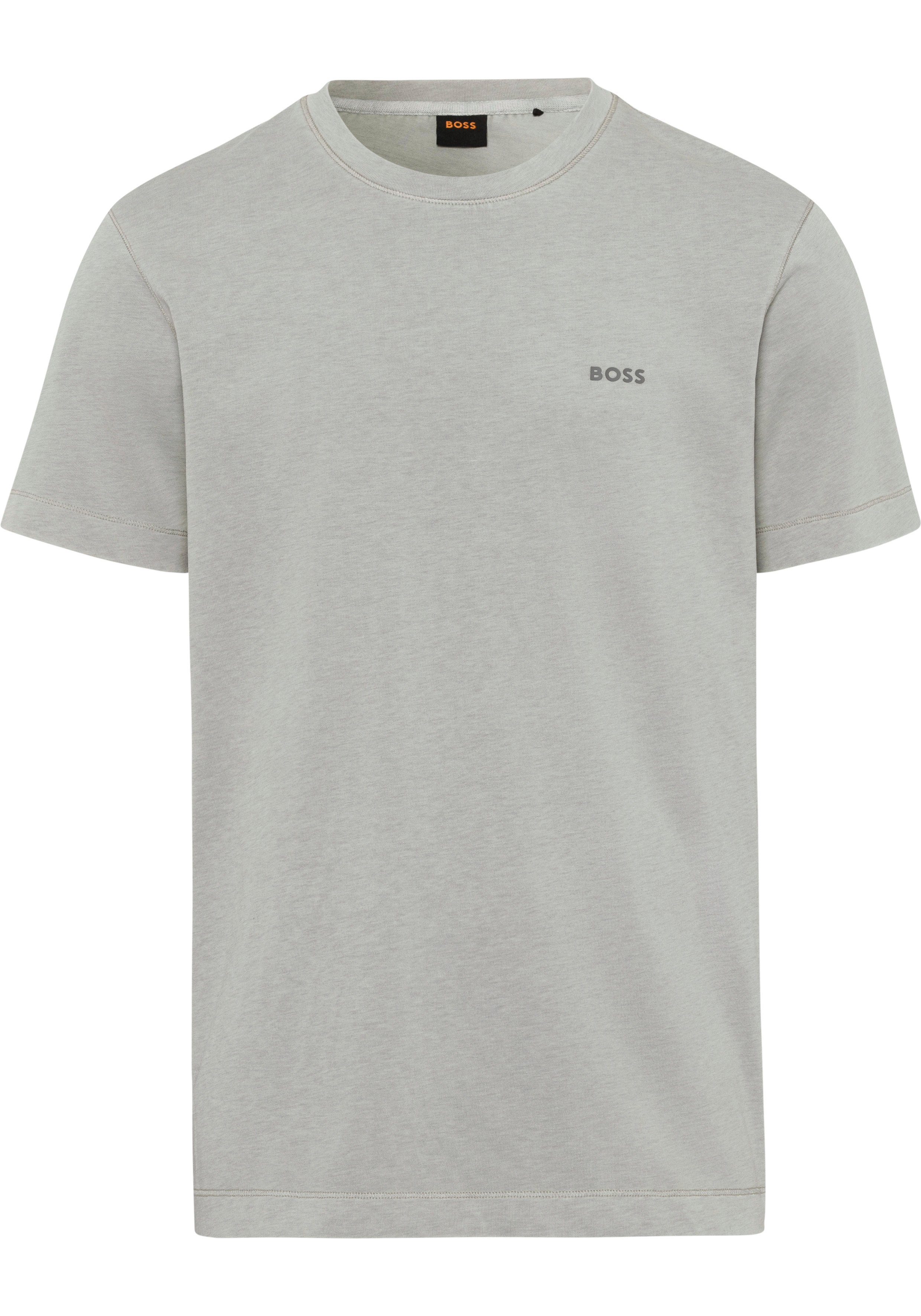 BOSS T-Shirt (1-tlg) Testructured Overlocknähten ORANGE mit