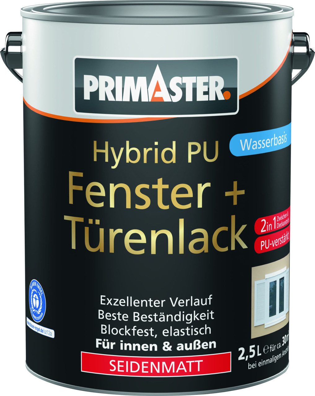 Primaster Tür- und Fensterlack Primaster Hybrid PU-Fenster + Türenlack 2,5 L weiß