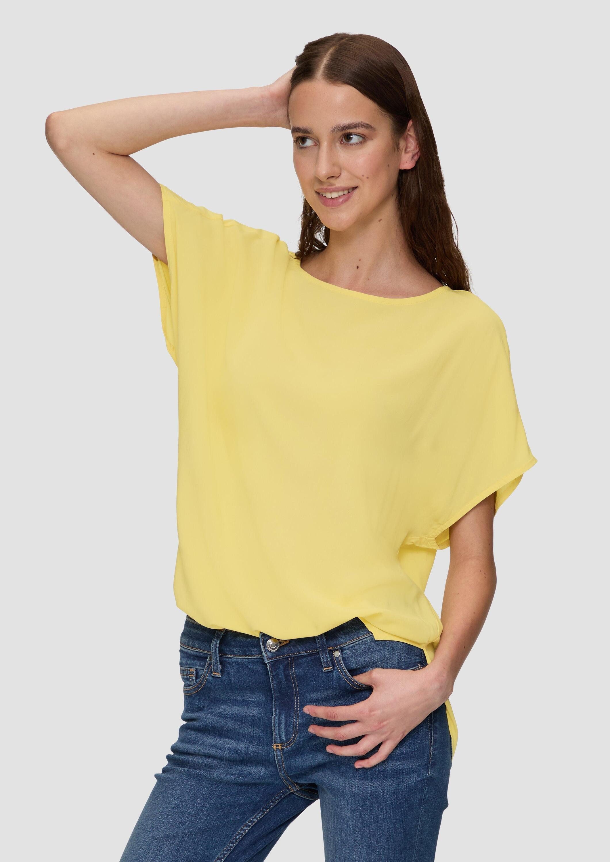QS Kurzarmbluse Bluse Oversize-Bluse aus Viskose
