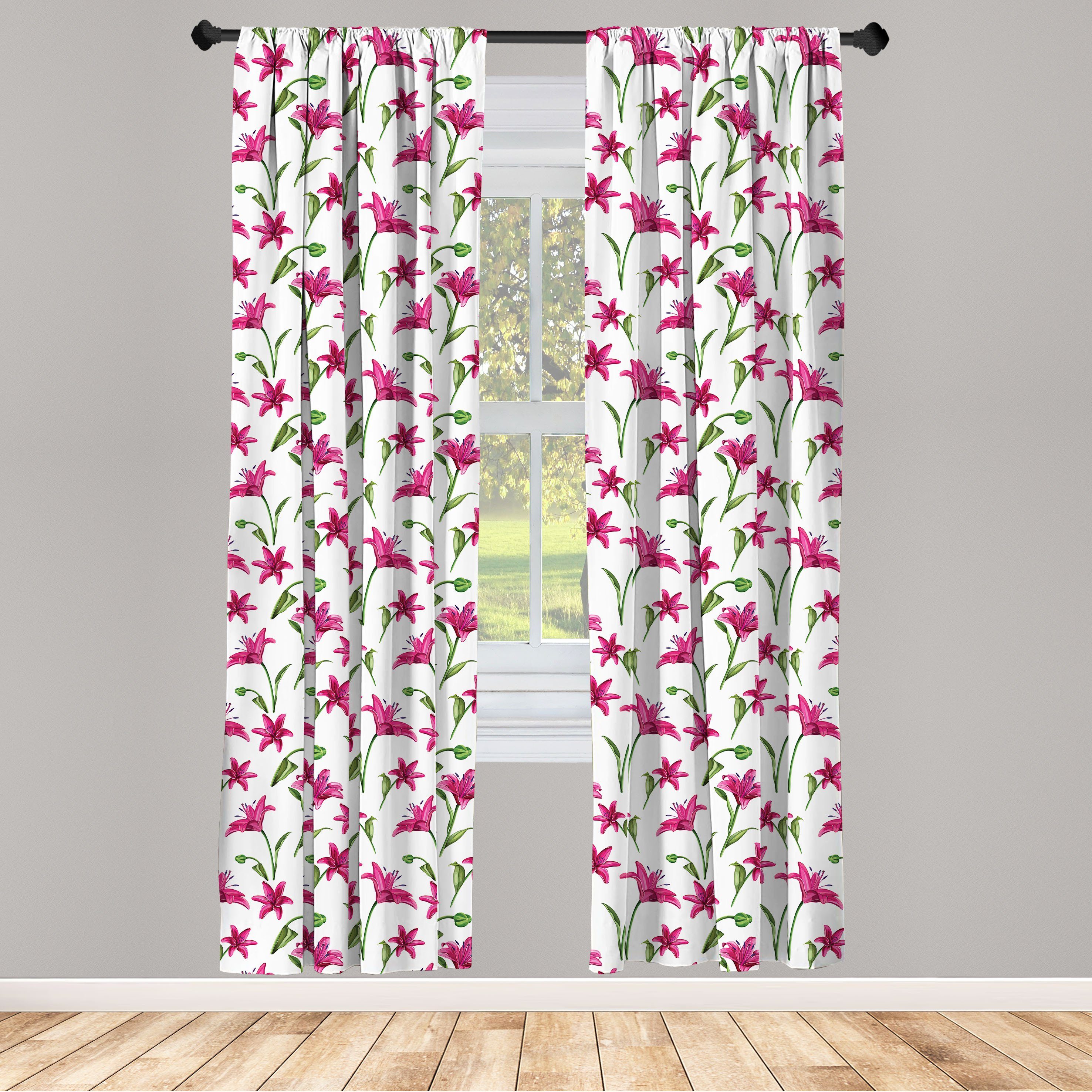 Schlafzimmer Dekor, Gardine Blume Blüten-Garten-Kunst Lily Microfaser, Wohnzimmer Abakuhaus, für Vorhang