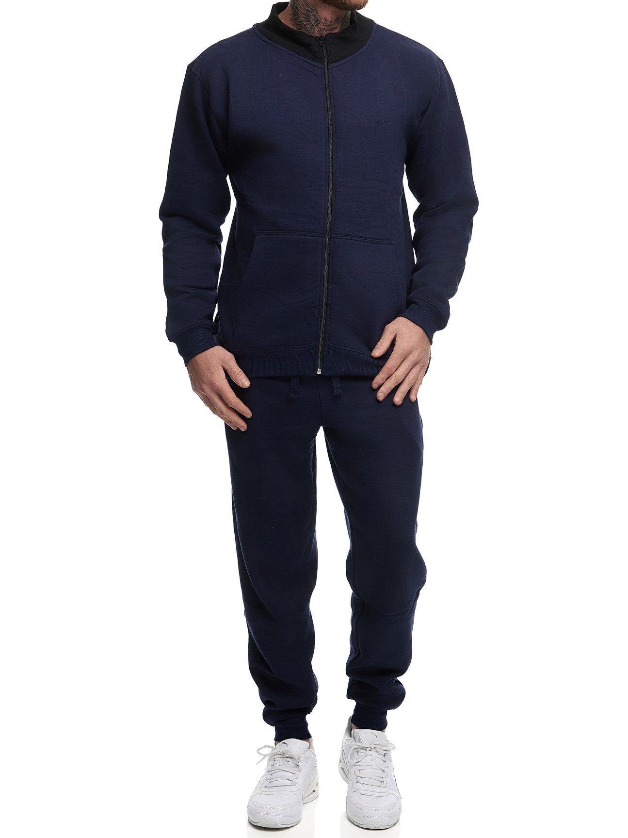 L.gonline Freizeitanzug Herren Trainingsanzug Freizeitanzug ohne Kapuze 500A (2-tlg., Zipperjacke und Hose), Fitness Freizeit Casual