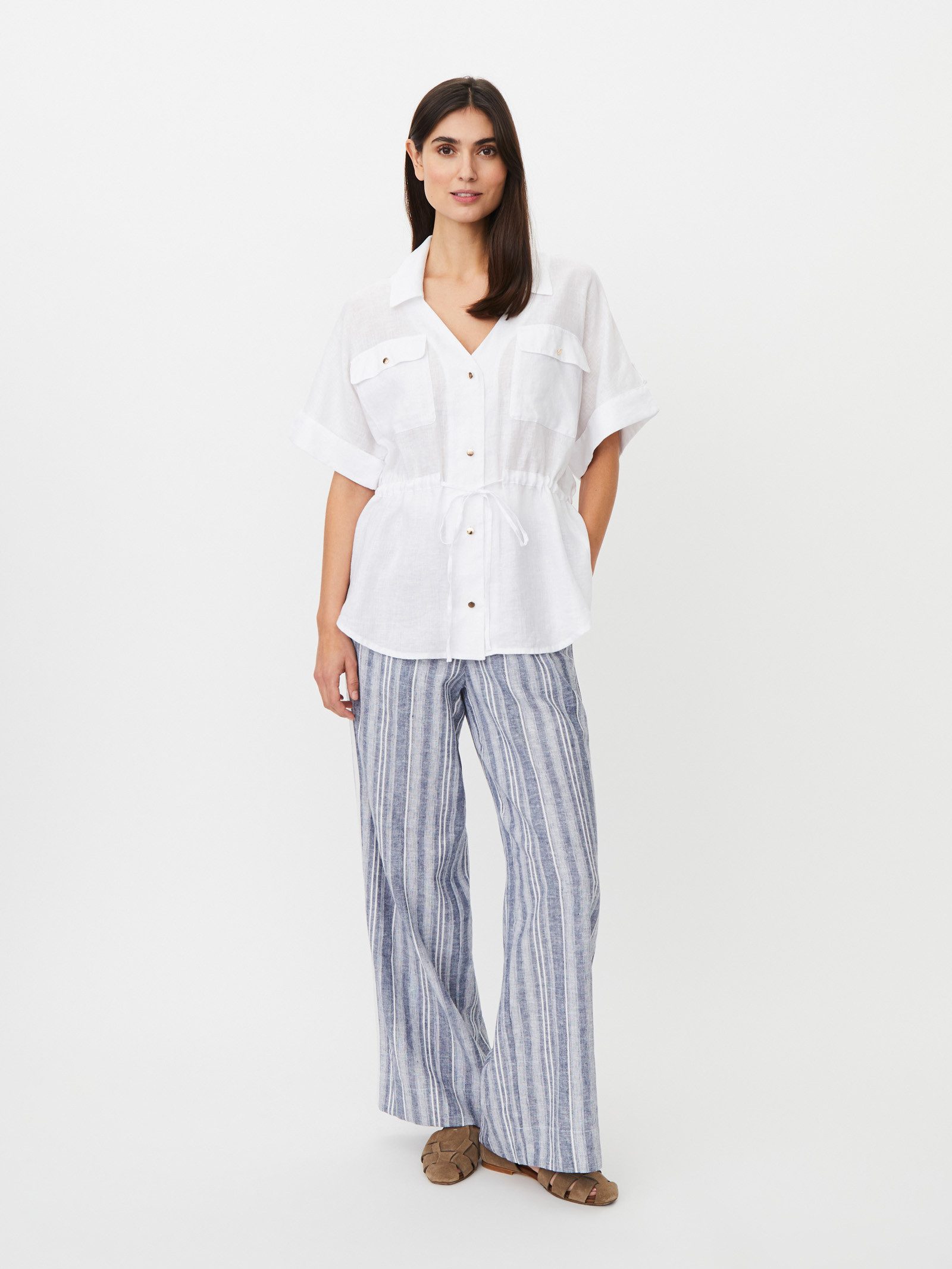 Masai 3/4-Arm-Shirt MaIdrienne glänzende goldene Knöpfe und dekorative Brusttaschen