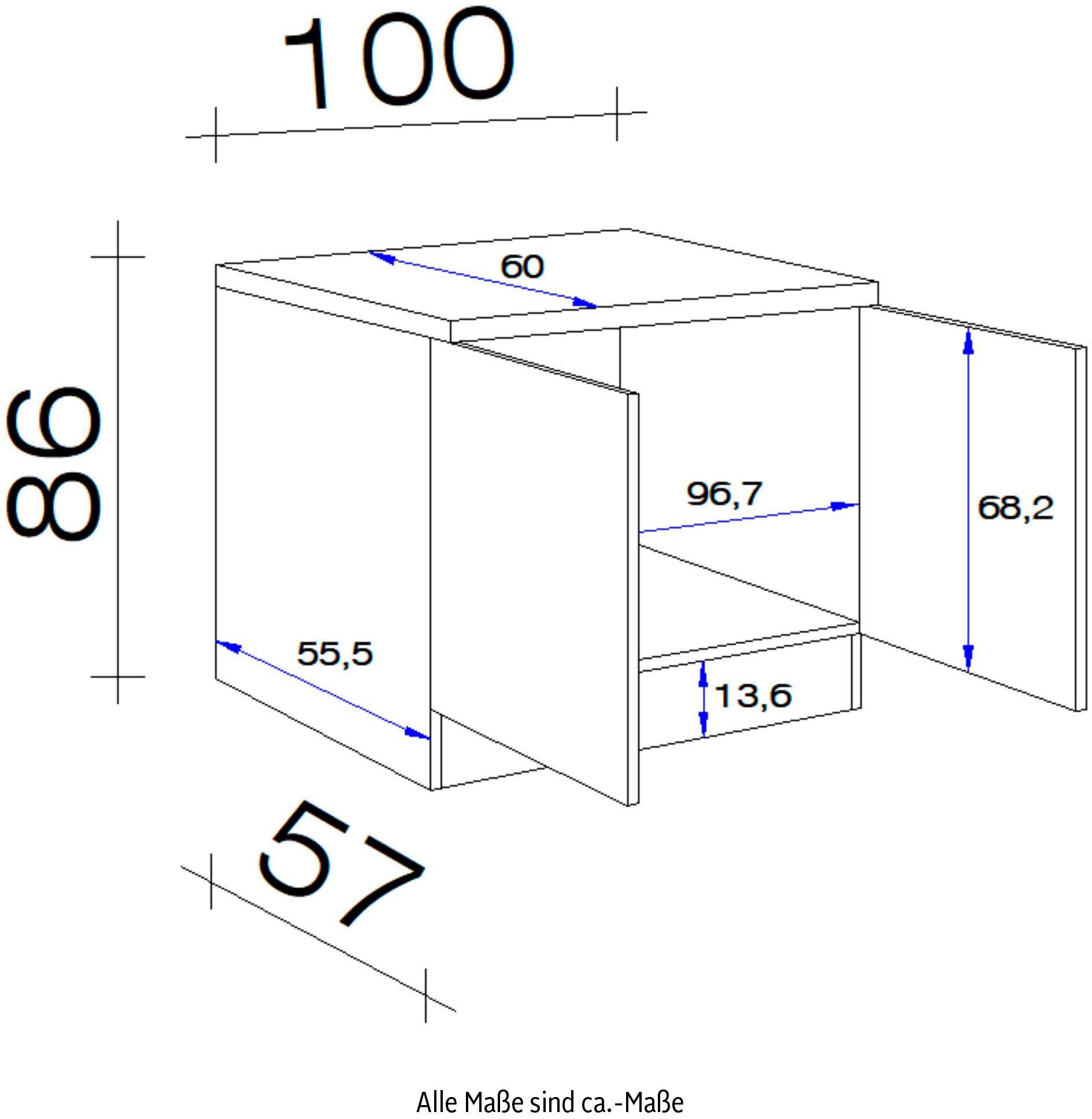 (B x Spülenschrank x x 100 86 Riva H cm, inkl. Flex-Well T) Einbauspüle 60 x