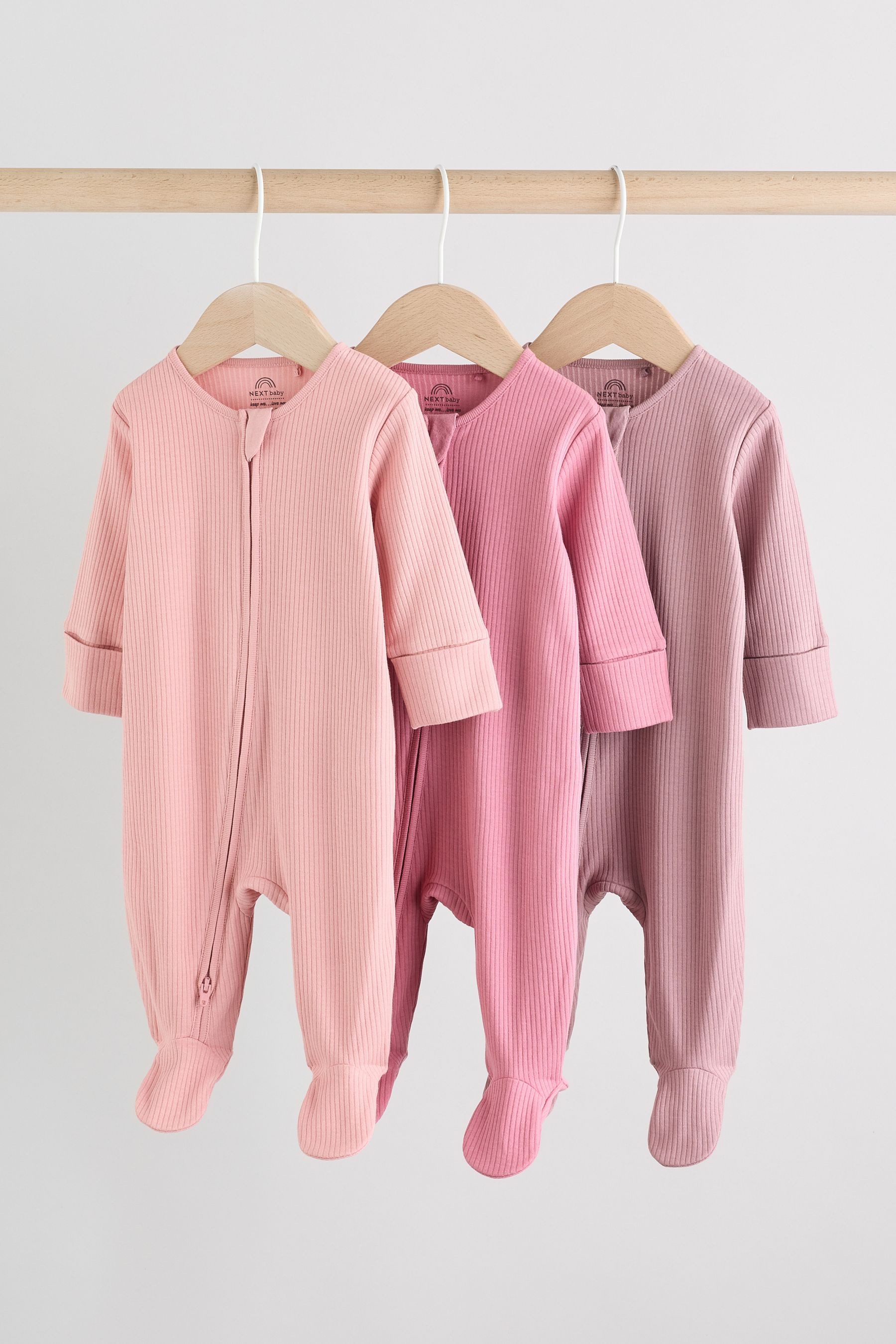 Next Schlafoverall 3er-Pack Babystrampler Zwei-Wege-Reißverschluss (3-tlg)