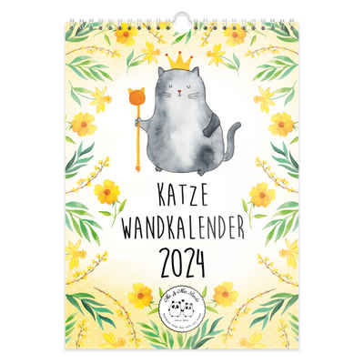 Mr. & Mrs. Panda Wandkalender 2024 Katze Collection - Weiß - Geschenk, Katzenartikel, Kalender mit