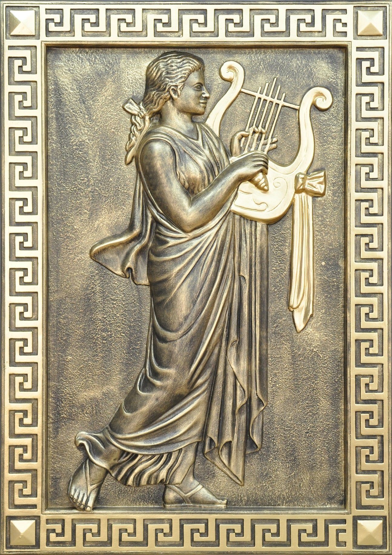 JVmoebel Skulptur, Musik Wandrelief Antik Stil Relief Wand Gemälde Antike Handarbeit Gold