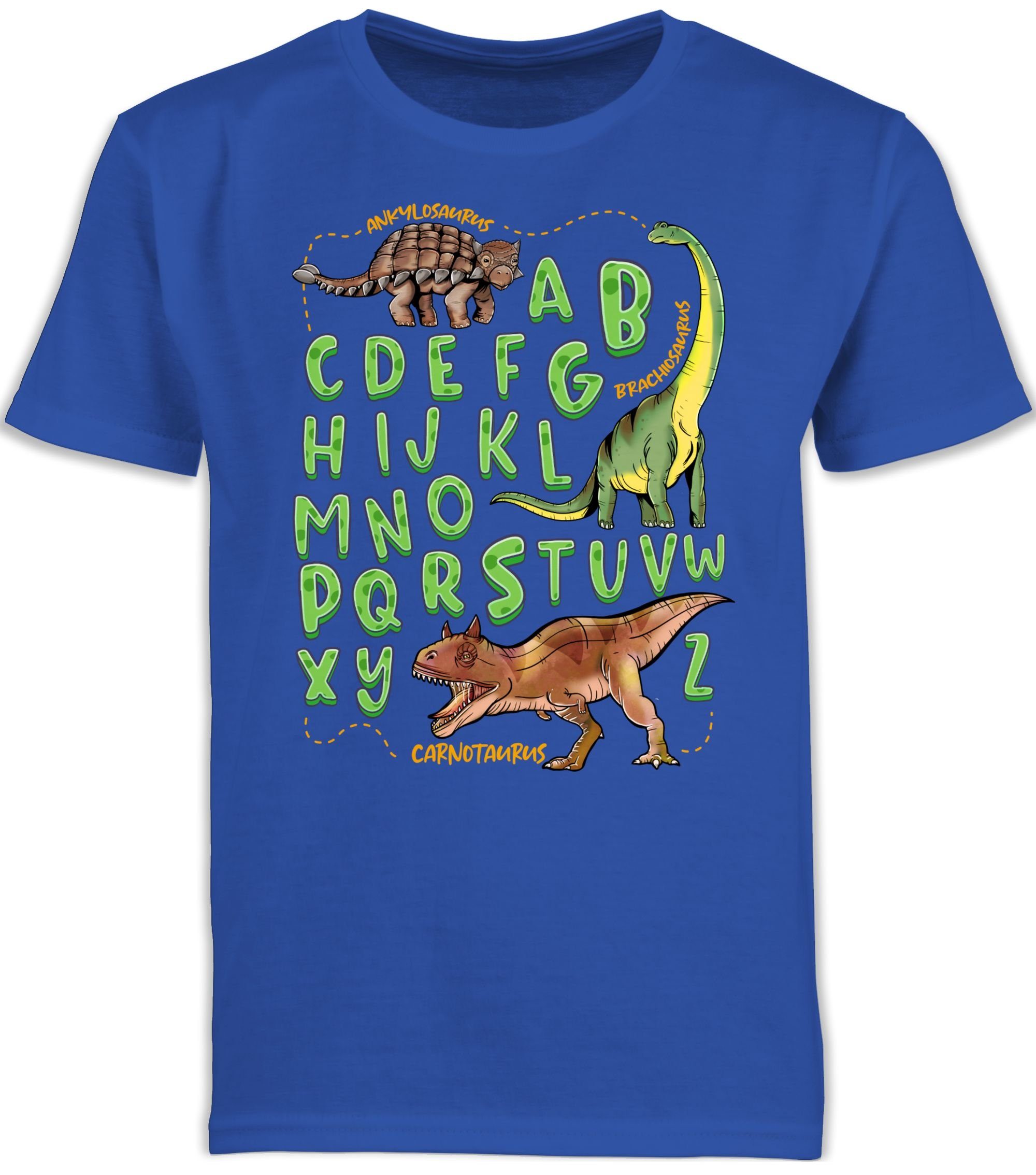 Shirtracer T-Shirt Dinosaurier Alphabet Einschulung Junge Schulanfang Geschenke