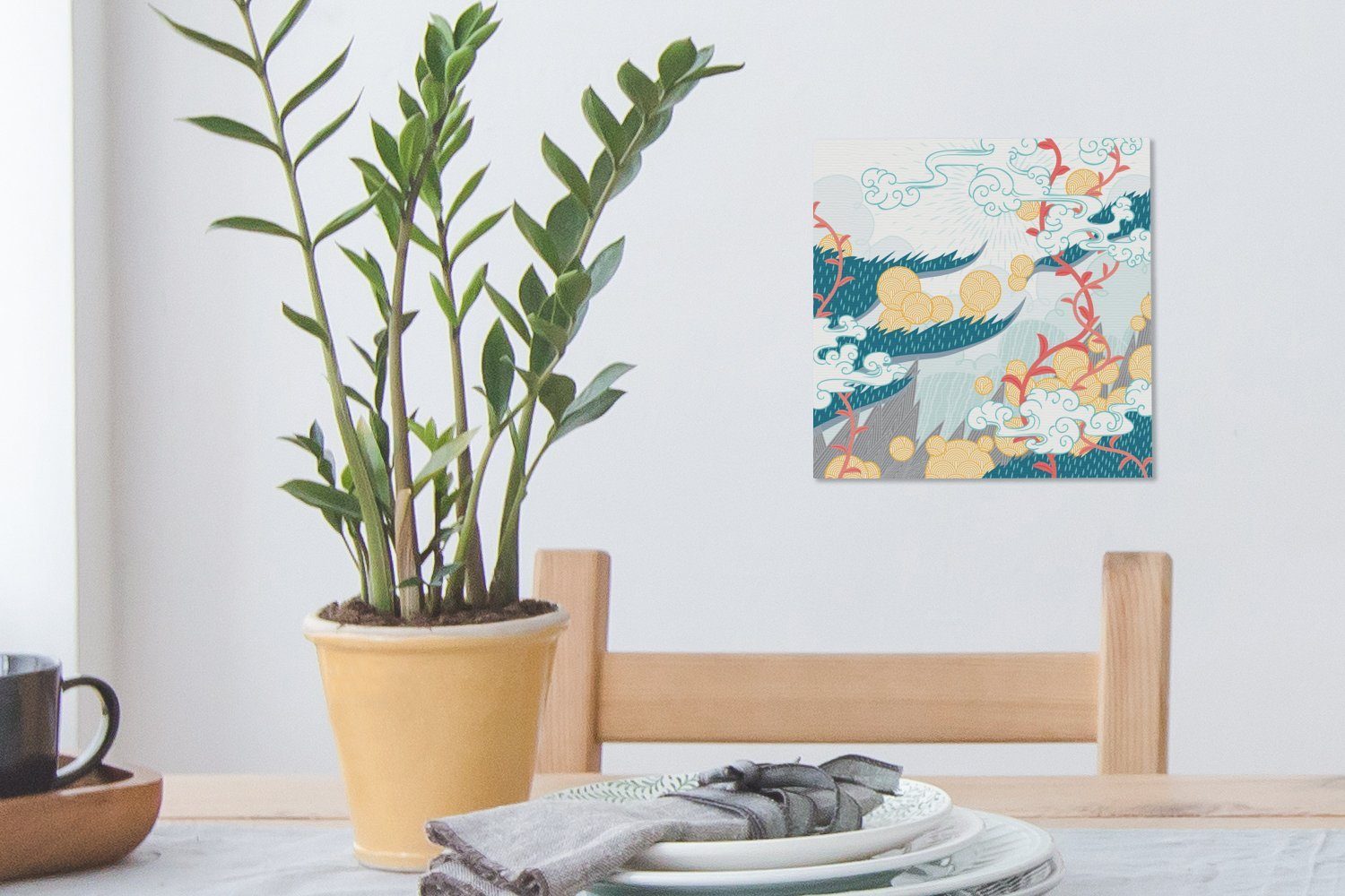OneMillionCanvasses® Leinwandbild Abstraktes Muster Bilder für St), Leinwand Landschaft, Schlafzimmer (1 Wohnzimmer Japanische
