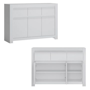 Lomadox Wohnzimmer-Set NAVA-129, (Mega-Spar-Set, 2-St., 2-tlg), Wohnmöbel Wohnzimmerschränke Regal Sideboard weiß