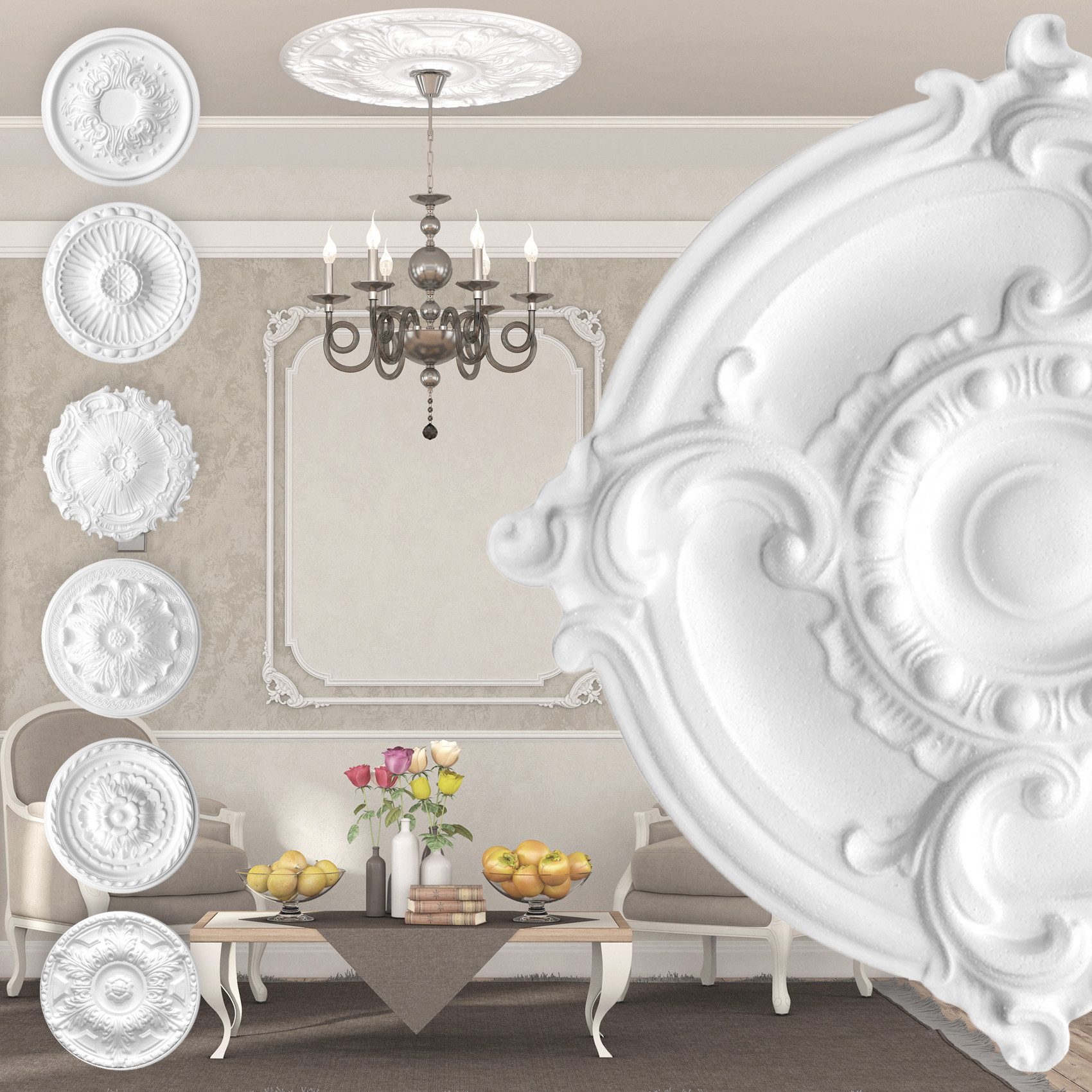 marbet design Wanddekoobjekt R-03 (Stuckrosette aus günstig online kaufen