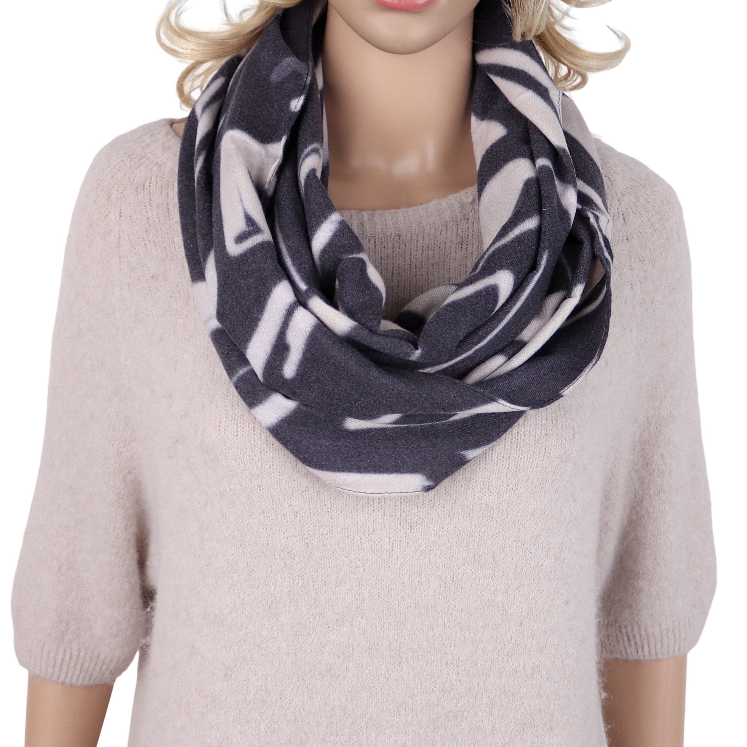 MIRROSI Loop Damen Loop Schal 40x160 cm – superweiche, mit abstraktem Muster, (ca.160x40cm, zweimal um den Hals wickelbar, Neue Kollektion Herbst/Winter 2026), warm Schlauchschal ideal für Herst und Winter