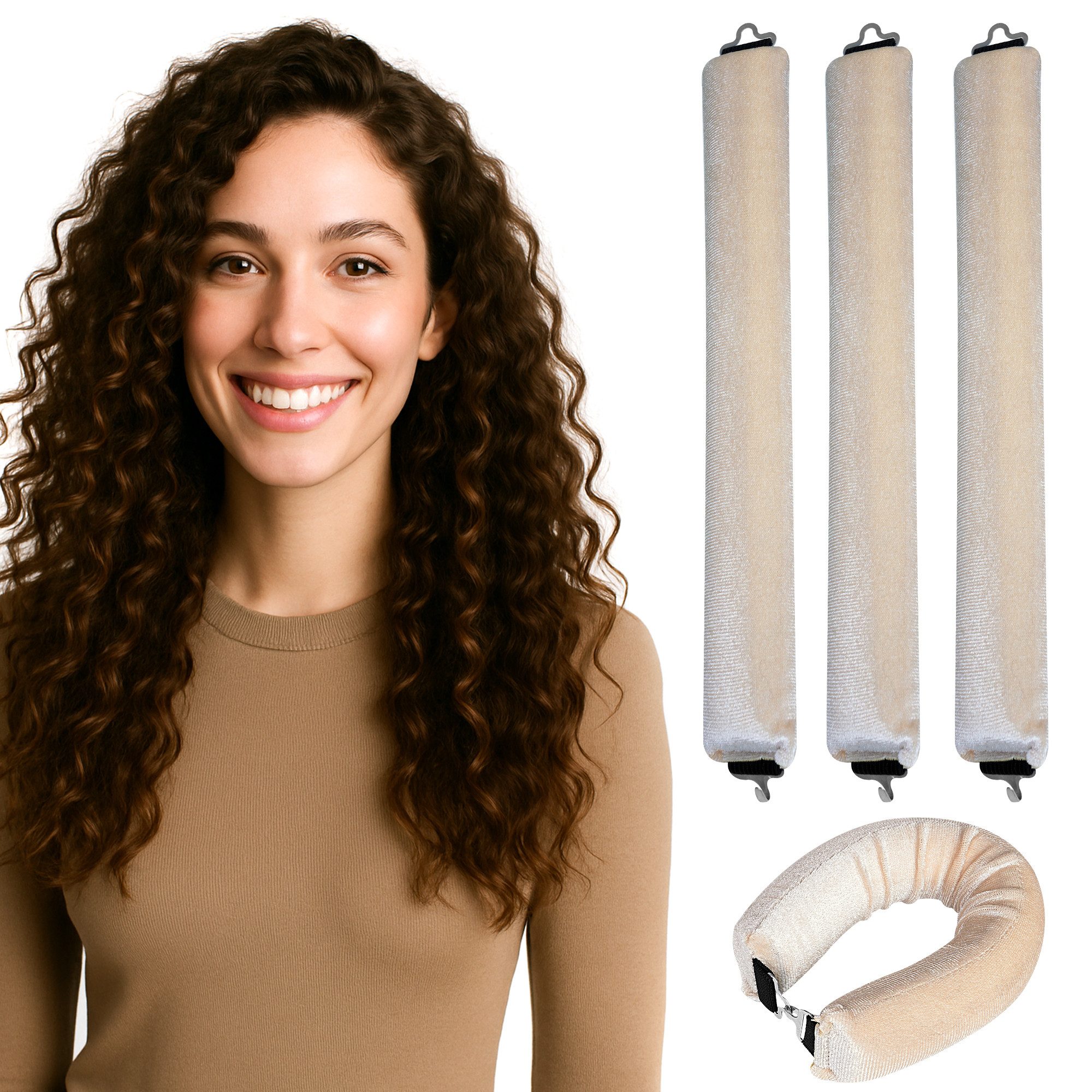 Dilara Lockenwickler 3er Set - Weiche Samt-Haarroller für natürliche & voluminöse Wellen, Schonend, biegsam & handgefertigt für gesunde Locken, ganz ohne Hitze