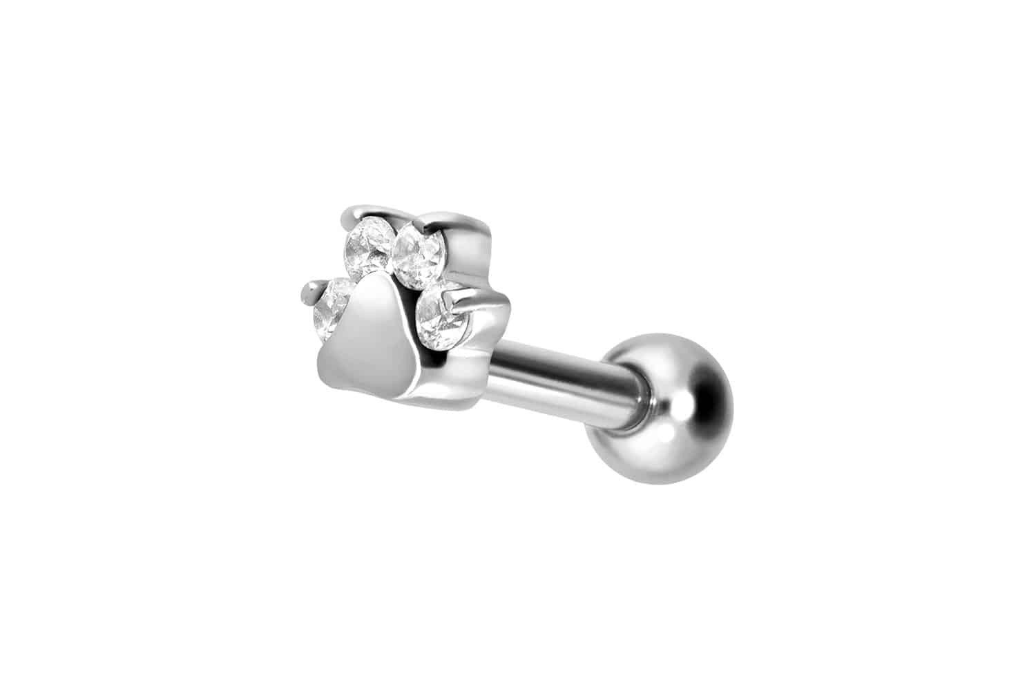 Piercing-Set Titan Ohrpiercing mit Innengewinde KRISTALLPFOTE