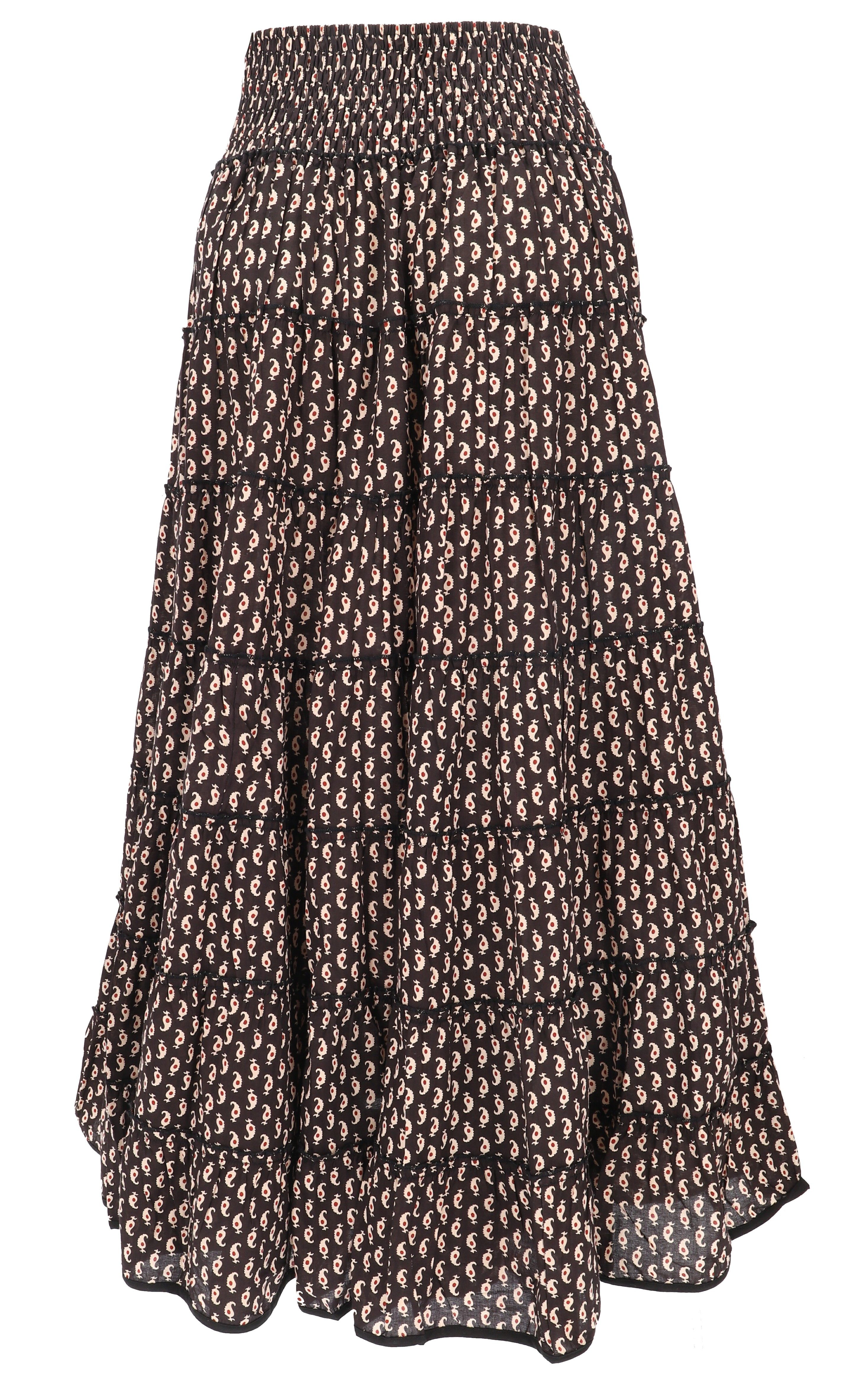 Guru-Shop Minirock Langer Boho Stufenrock, Maxirock Hippie chic,.. alternative Bekleidung