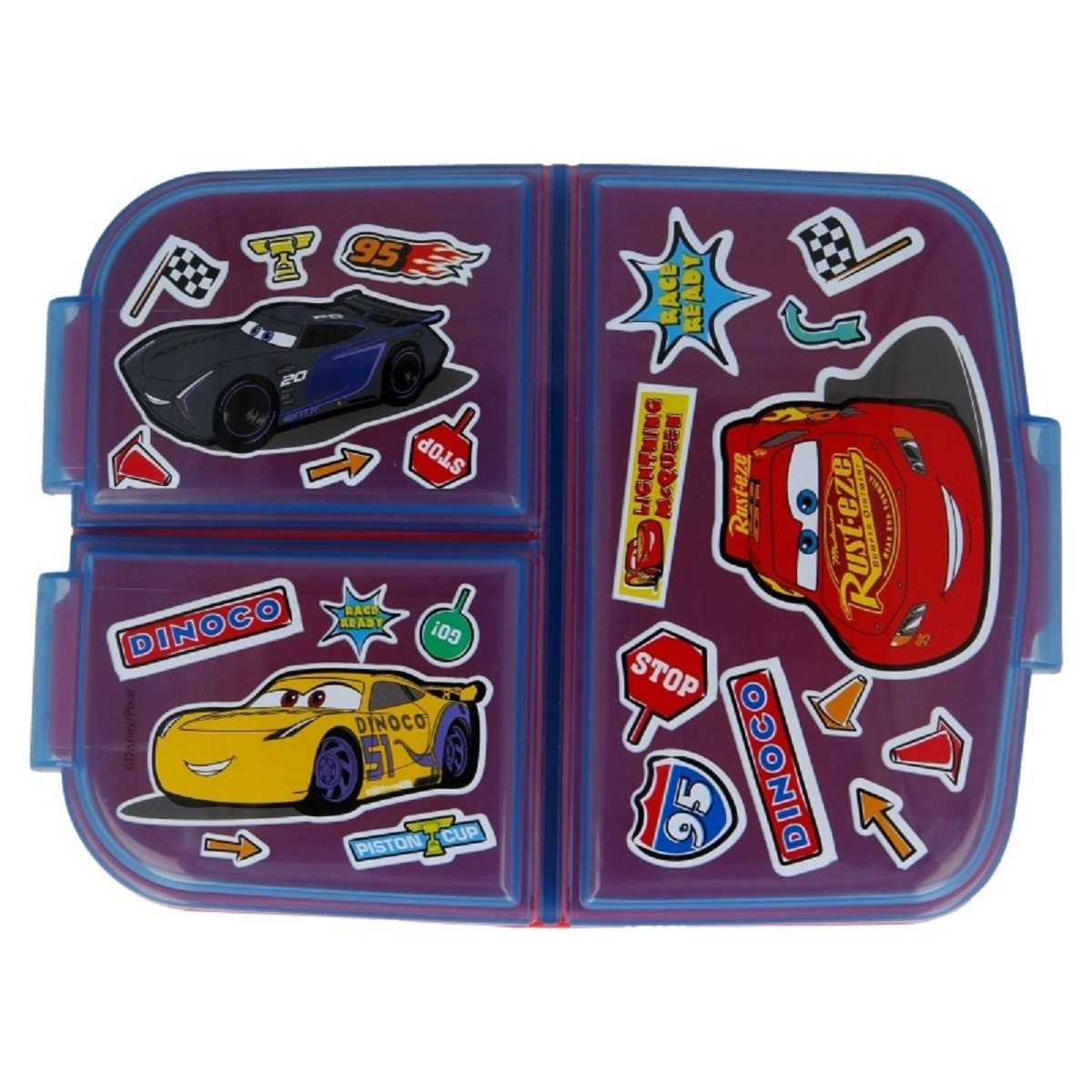 Stor Lunchbox Cars Kinder Brotdose – Lunchbox mit 3 Fächern & tollem Design, (1x Deckel, 1x Lunchbox), Lunchbox – Bild 3 von 3